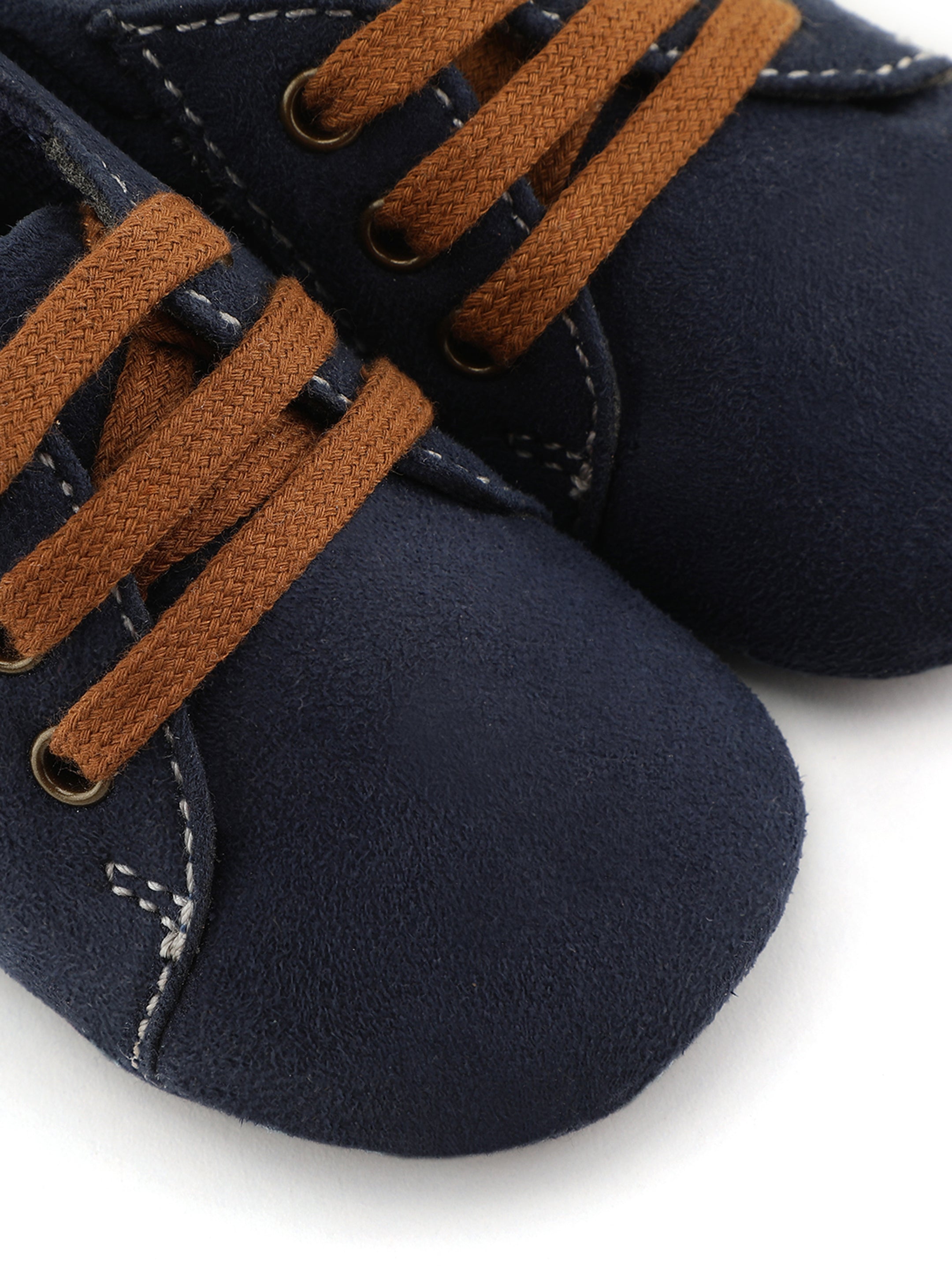 Baby Doe The Jump Dark Blue Brown Suede Prewalker Shoes For Kids