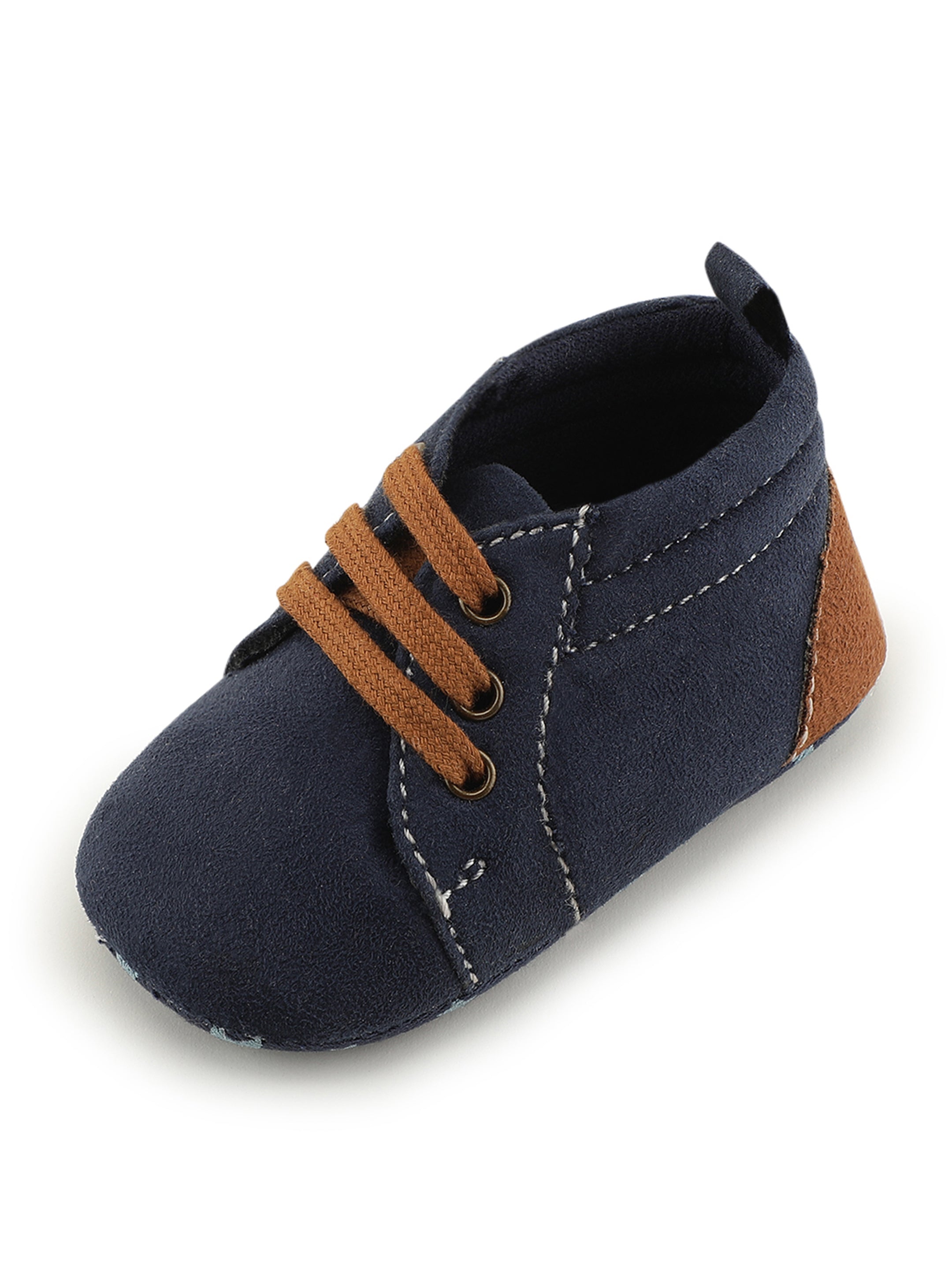 Baby Doe The Jump Dark Blue Brown Suede Prewalker Shoes For Kids