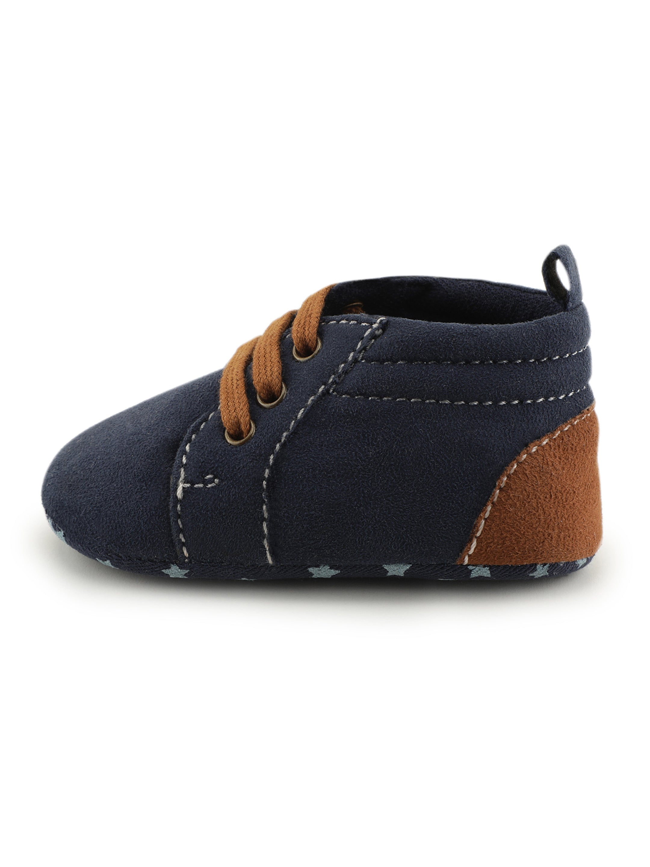 Baby Doe The Jump Dark Blue Brown Suede Prewalker Shoes For Kids