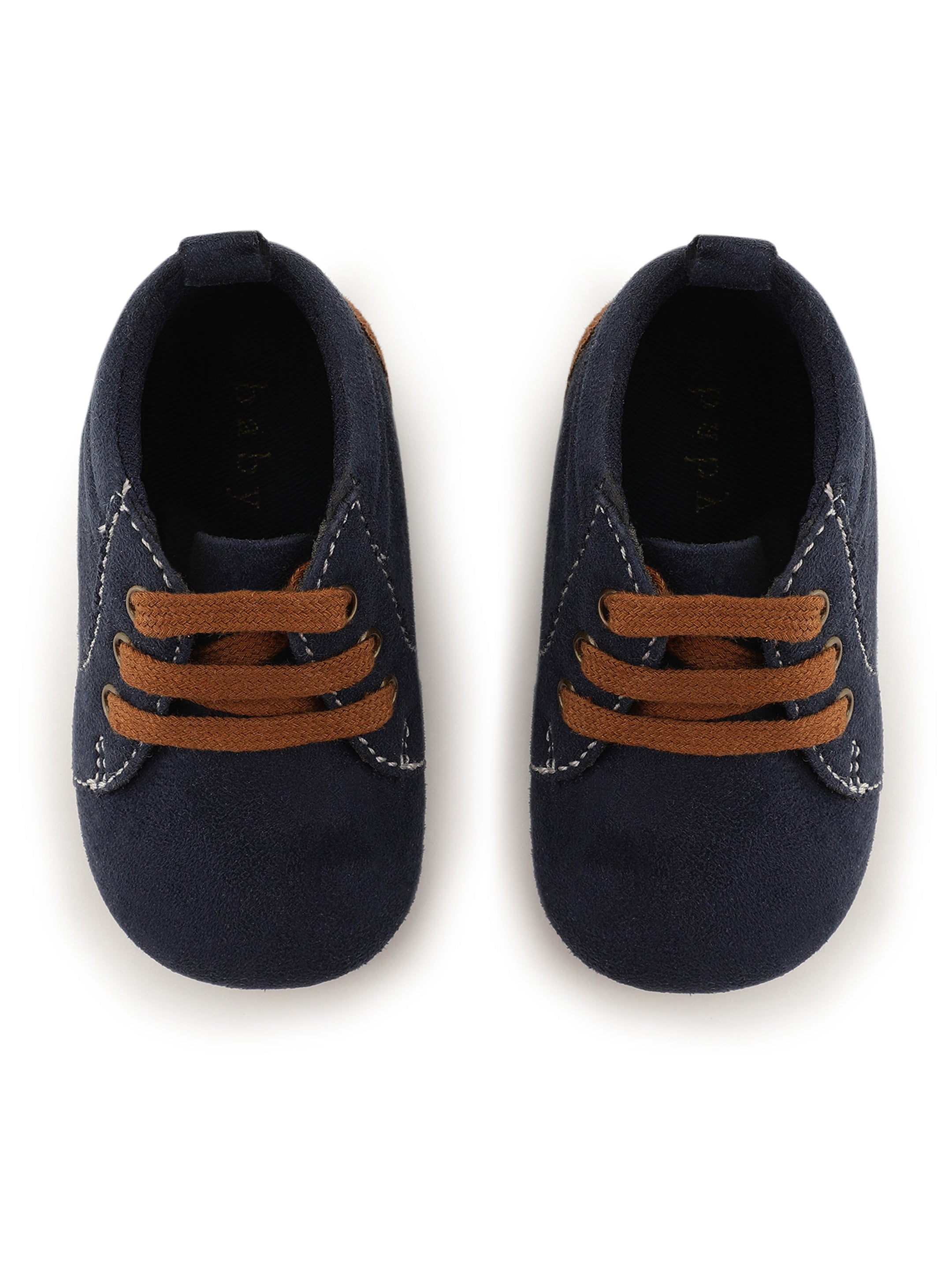 Baby Doe The Jump Dark Blue Brown Suede Prewalker Shoes For Kids