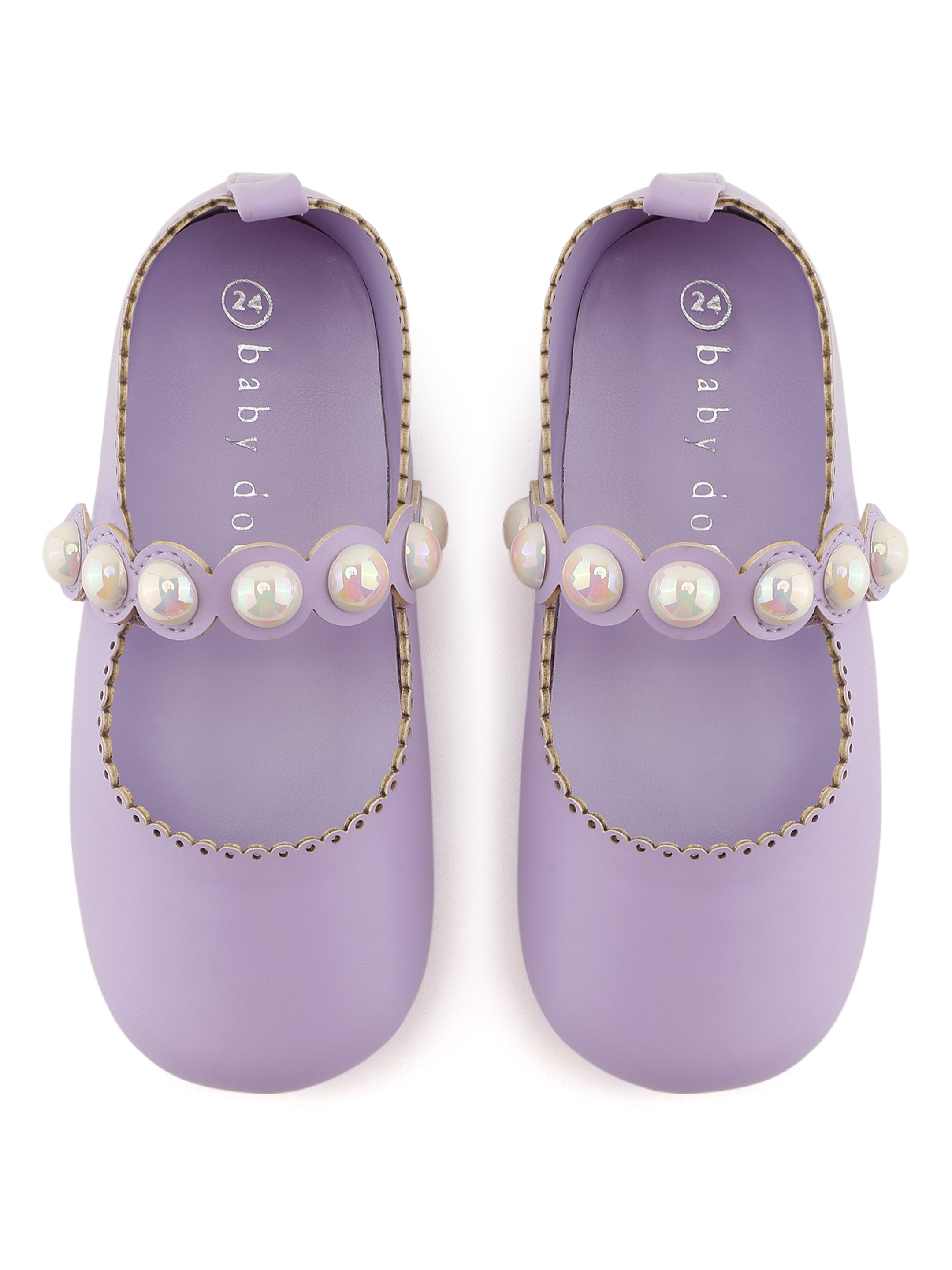 Baby Doe Lavender Cinderella Pearl Ballerinas For Toddler Girls