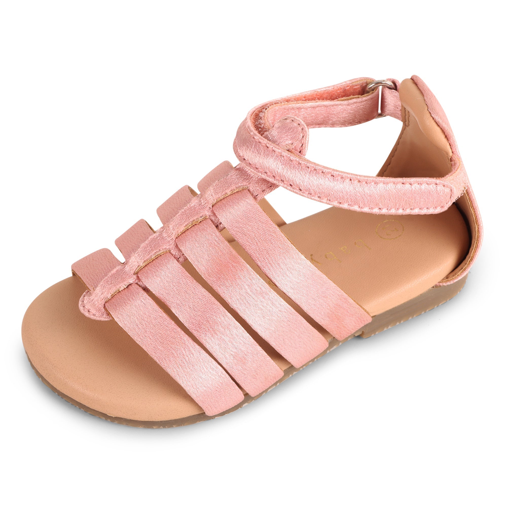 Baby Doe Pink Rose Ribbons Satin PU Sandals For Toddler Girls
