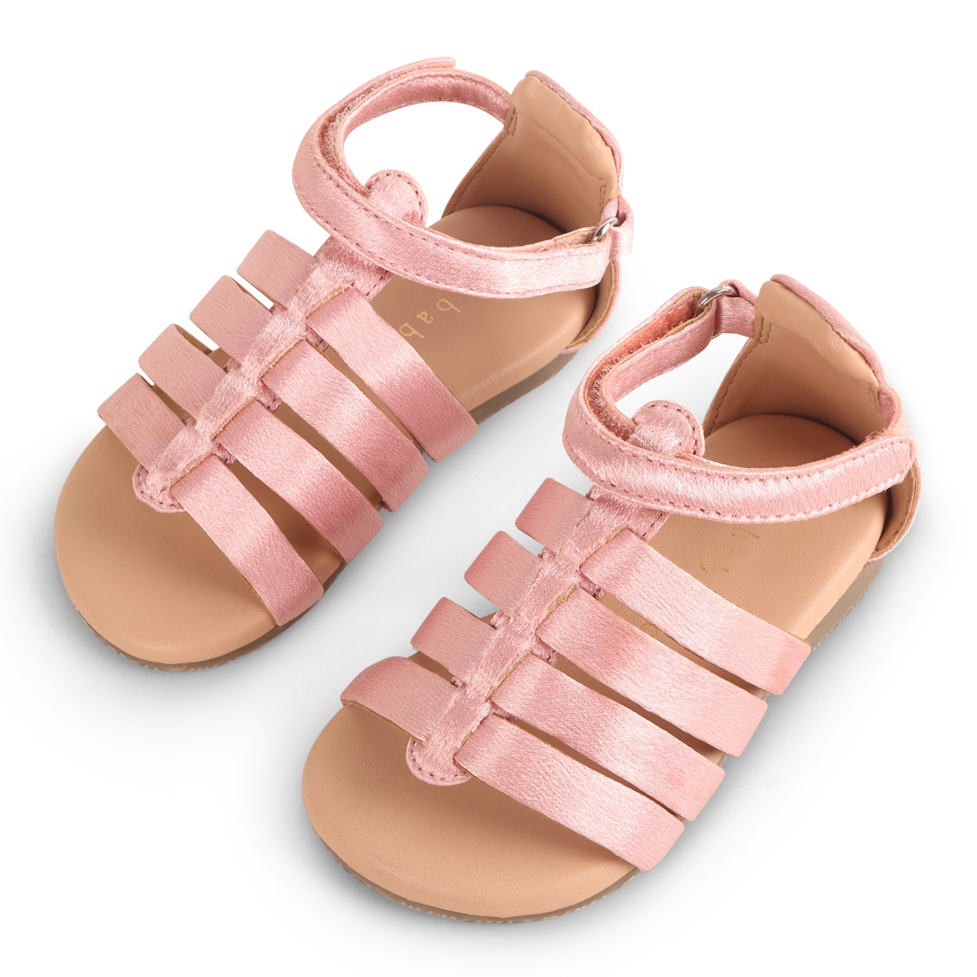 Baby Doe Pink Rose Ribbons Satin PU Sandals For Toddler Girls