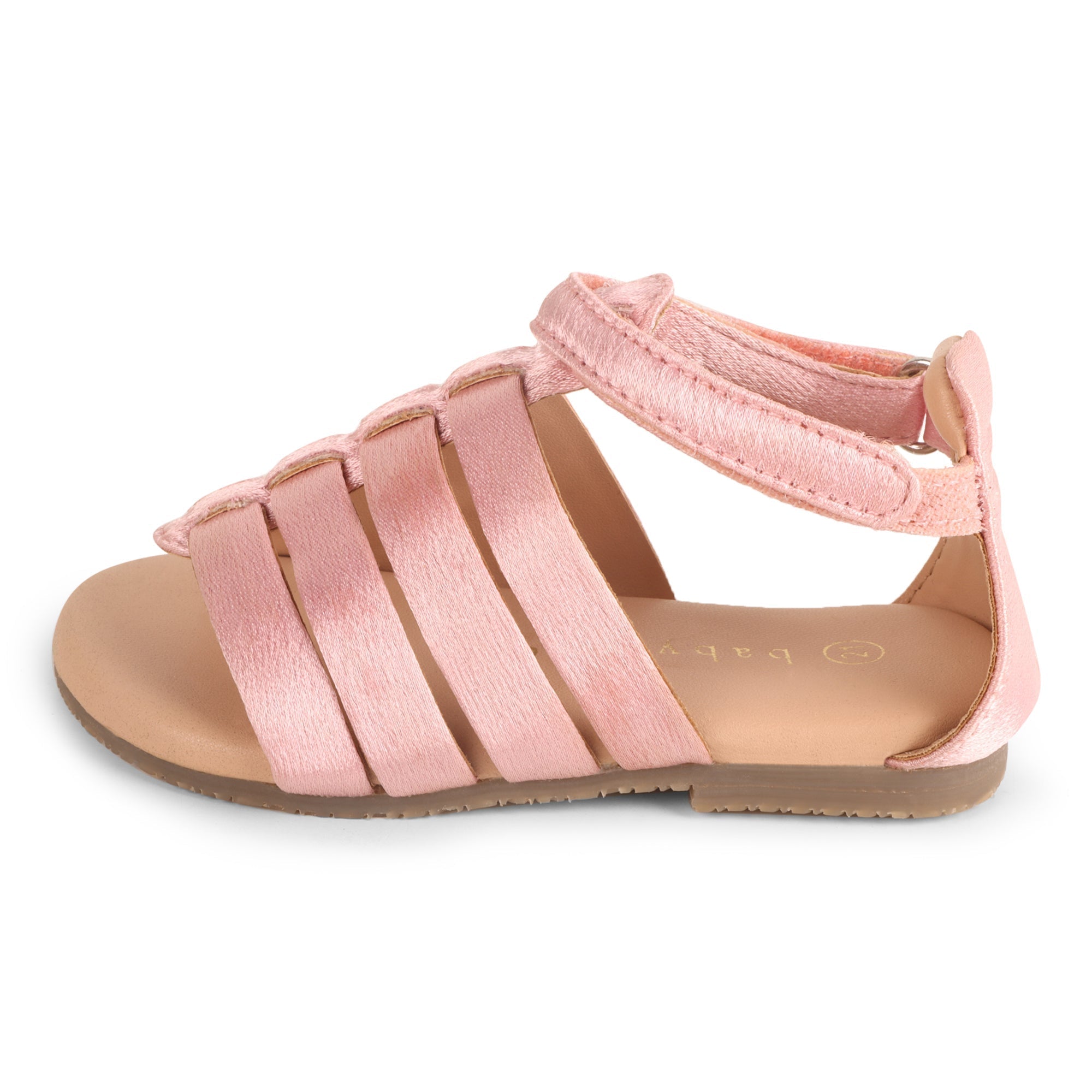 Baby Doe Pink Rose Ribbons Satin PU Sandals For Toddler Girls