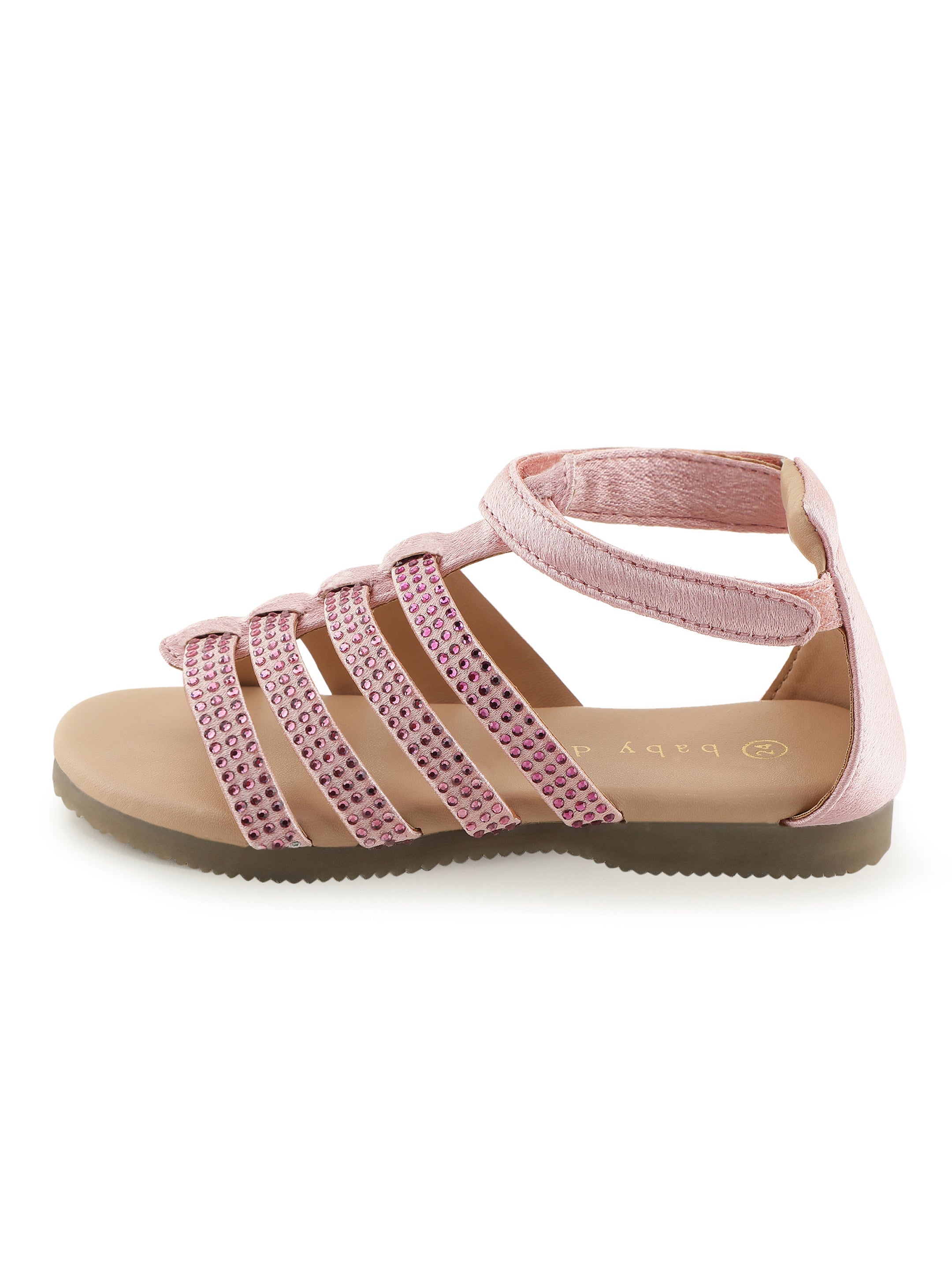 Baby Doe Pink Sparkle On My Mind Satin PU Sandals For Toddler Girls