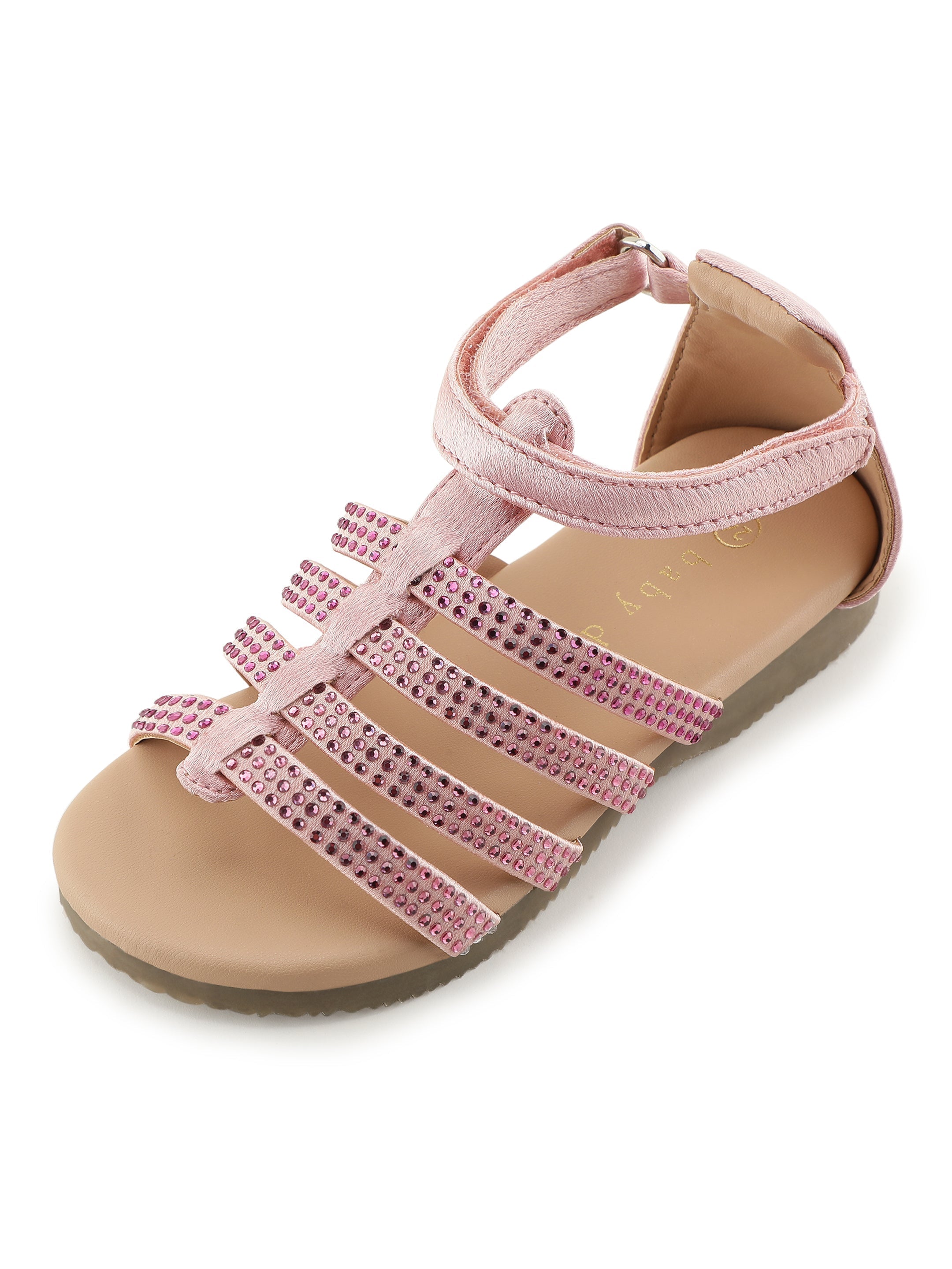 Baby Doe Pink Sparkle On My Mind Satin PU Sandals For Toddler Girls