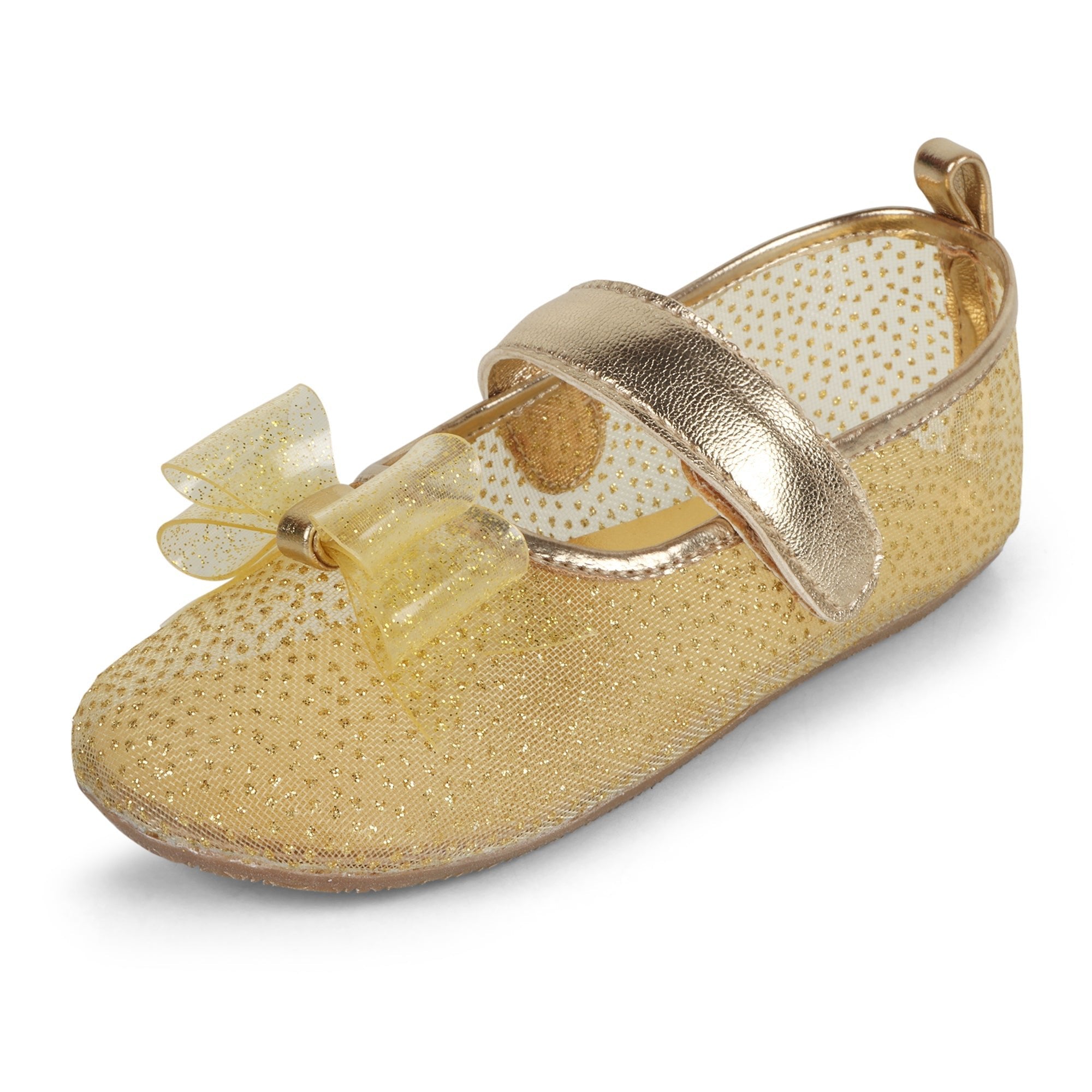 Baby Doe Stardust Gold Ballerina Party Shoes For Toddler Girls