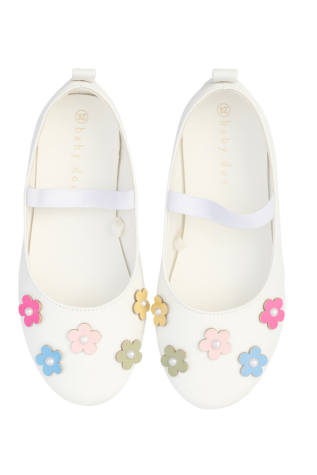 Baby Doe White Daisy Ballerina Party Shoes For Toddler Girls