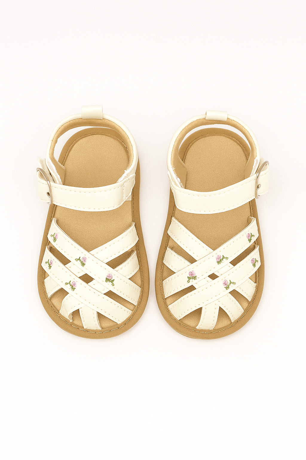 Baby Doe White Roses Prewalker Sandals For Infants