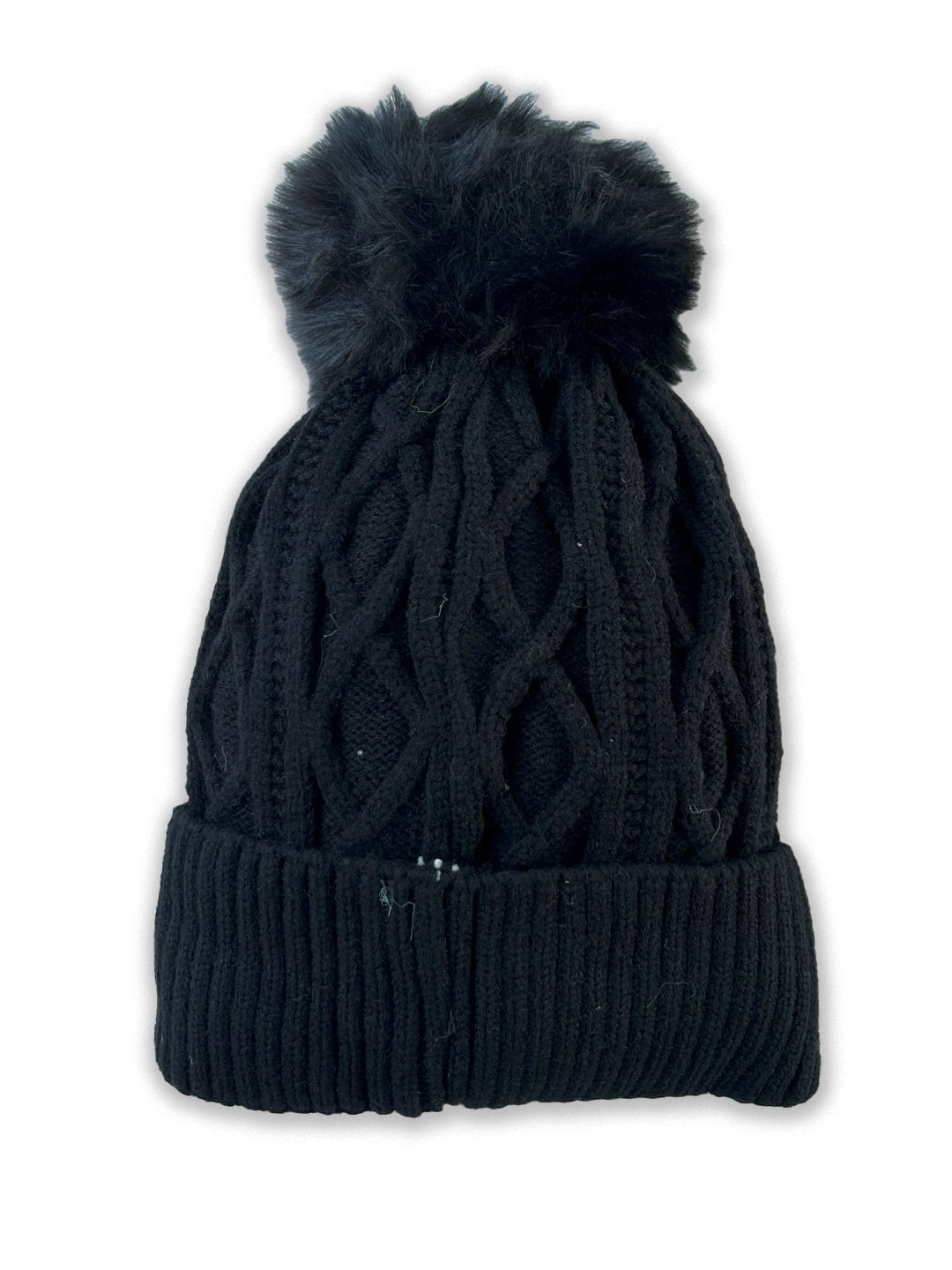 Mini Soul Grey Knitted Faux Fur Pom Pom Baby Cap