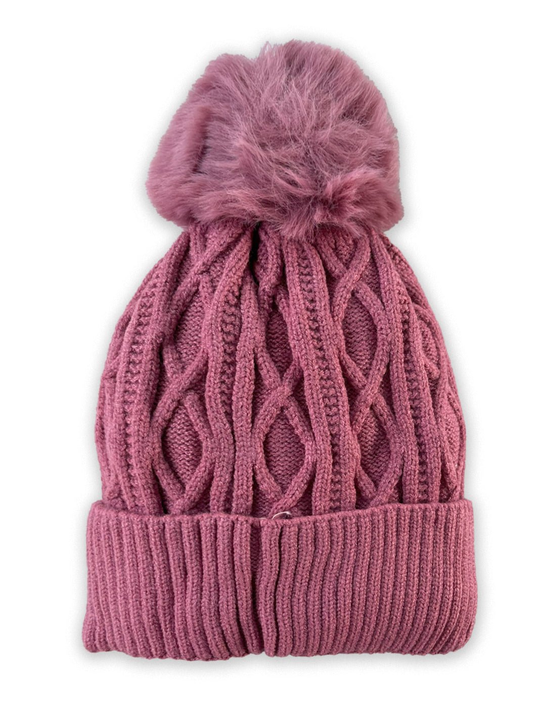 Mini Soul Grey Knitted Faux Fur Pom Pom Baby Cap