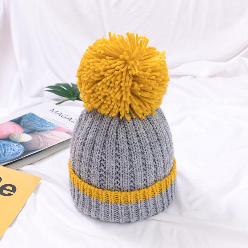  Grey Baby Knitted Cap With Faux Fur