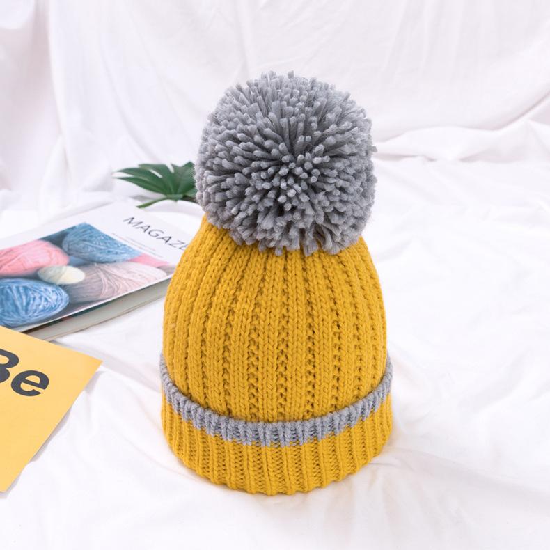  Yellow Faux Fur Knitted Baby Cap