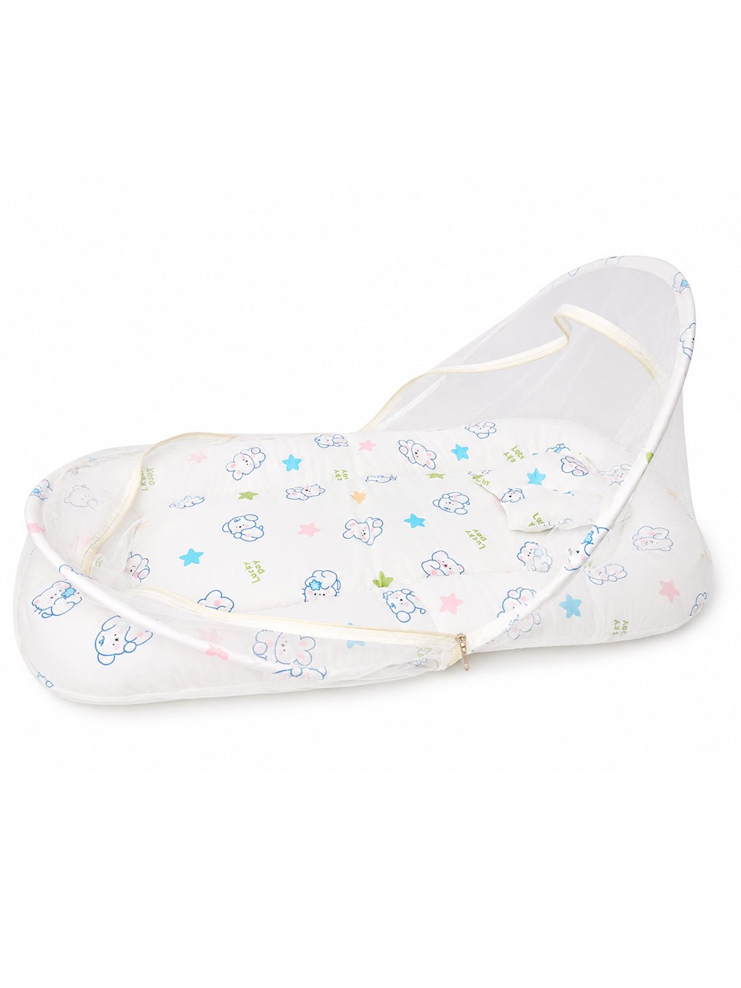 Off-White Cloud-Cover Portable Mosquito Net Bed For Kids