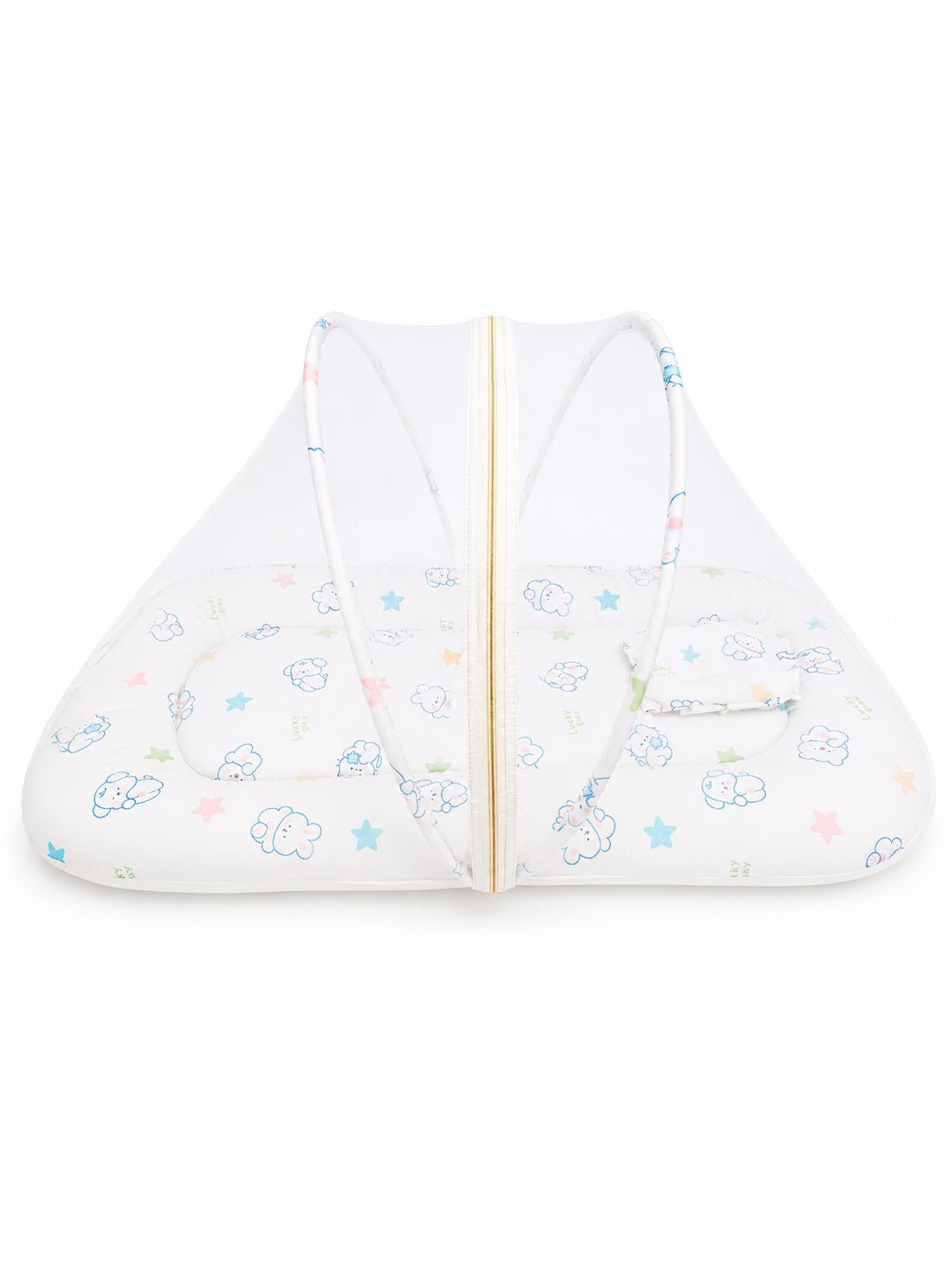 Off-White Cloud-Cover Portable Mosquito Net Bed For Kids