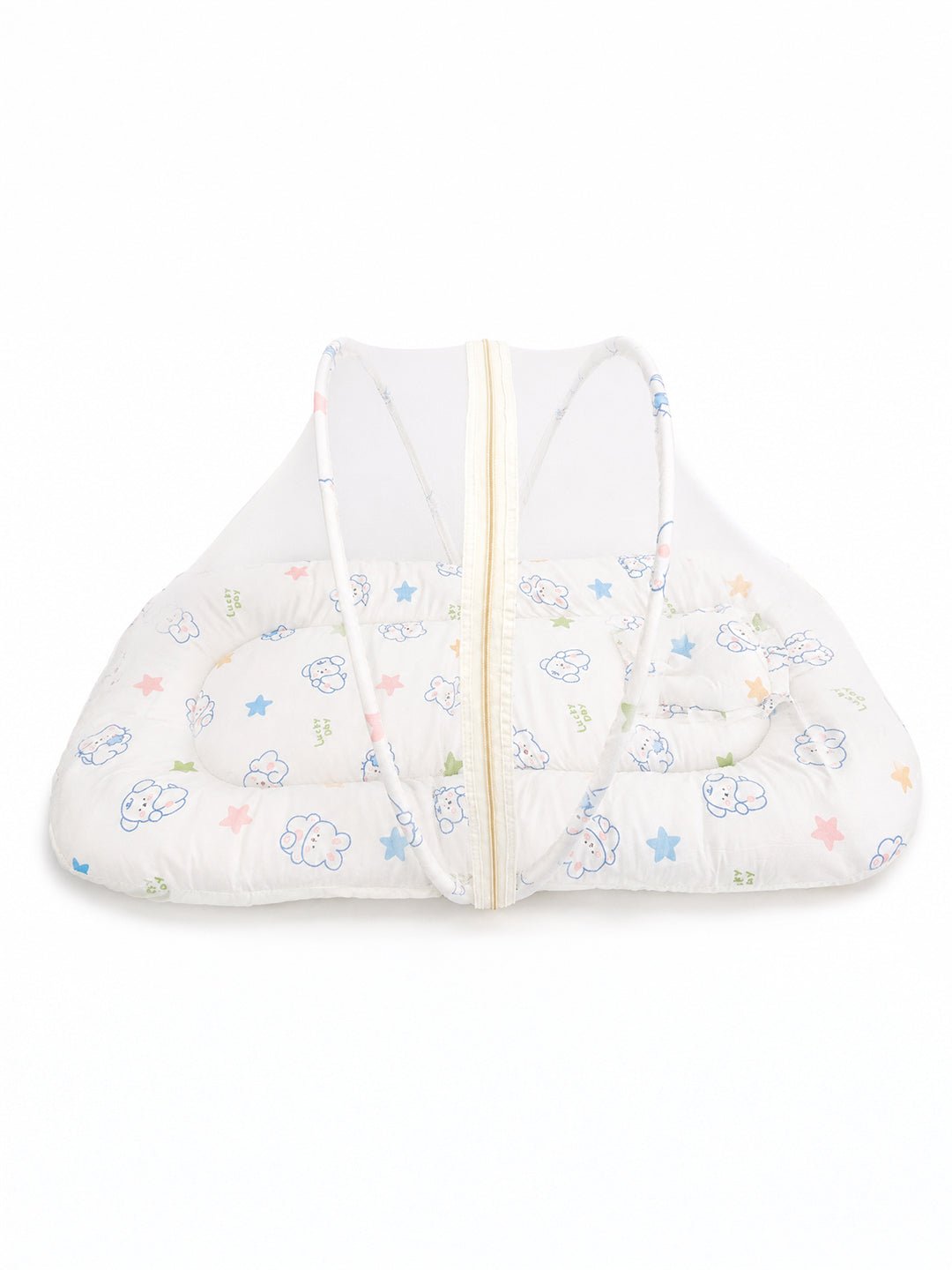 Off-White Cloud-Cover Portable Mosquito Net Bed For Kids