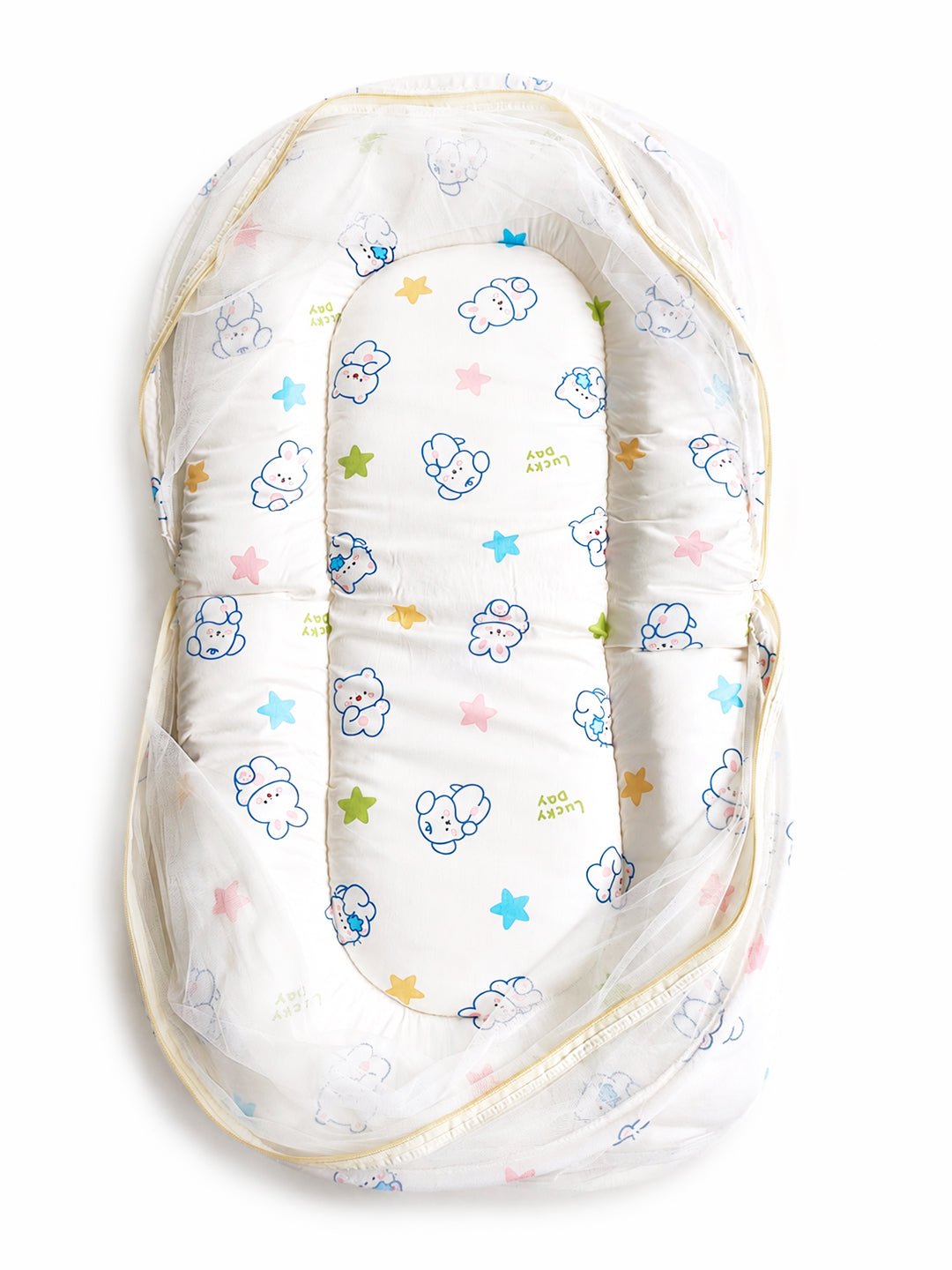 Off-White Cloud-Cover Portable Mosquito Net Bed For Kids