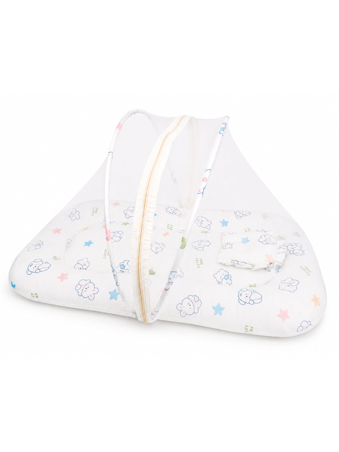 Off-White Cloud-Cover Portable Mosquito Net Bed For Kids