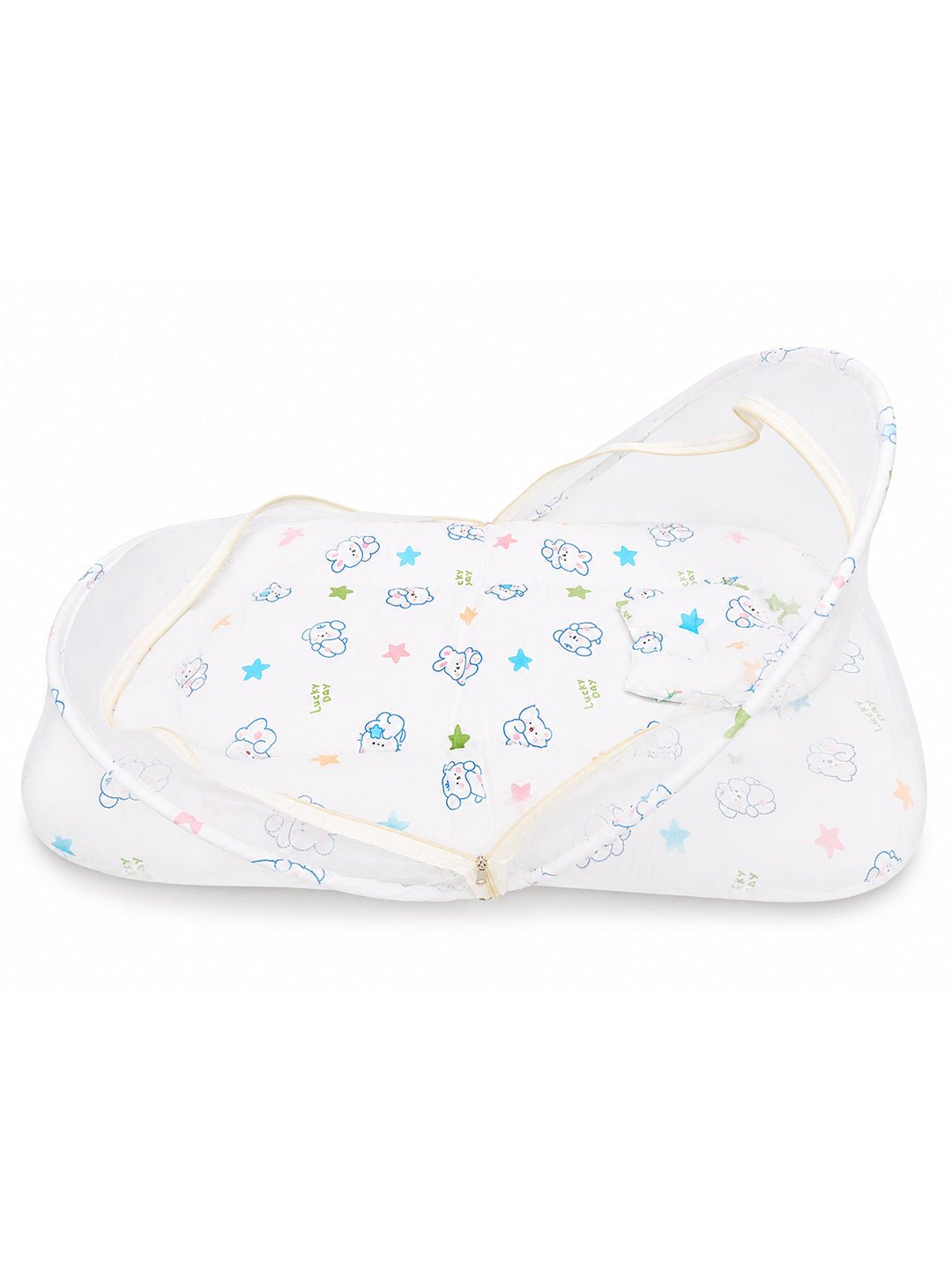 Off-White Cloud-Cover Portable Mosquito Net Bed For Kids