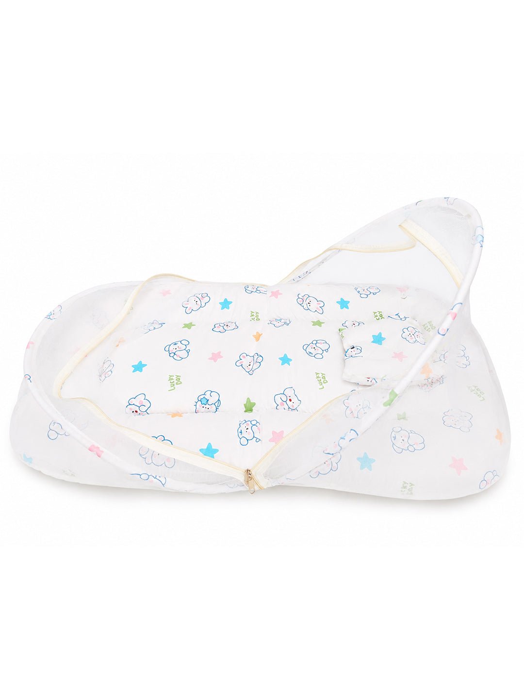 Off-White Cloud-Cover Portable Mosquito Net Bed For Kids