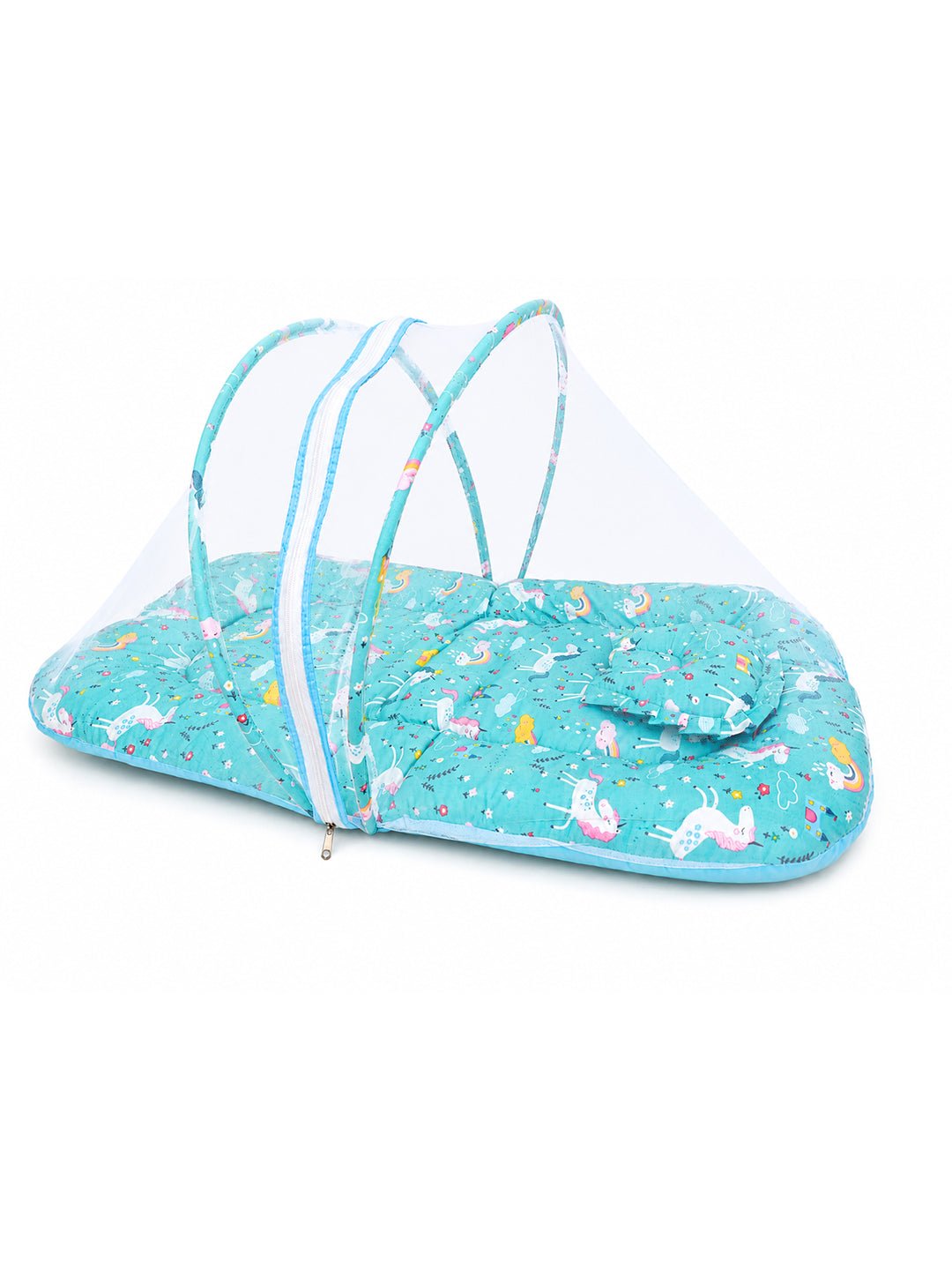 Unicorn Utopia Portable Baby Mosquito Net Bed In Aqua