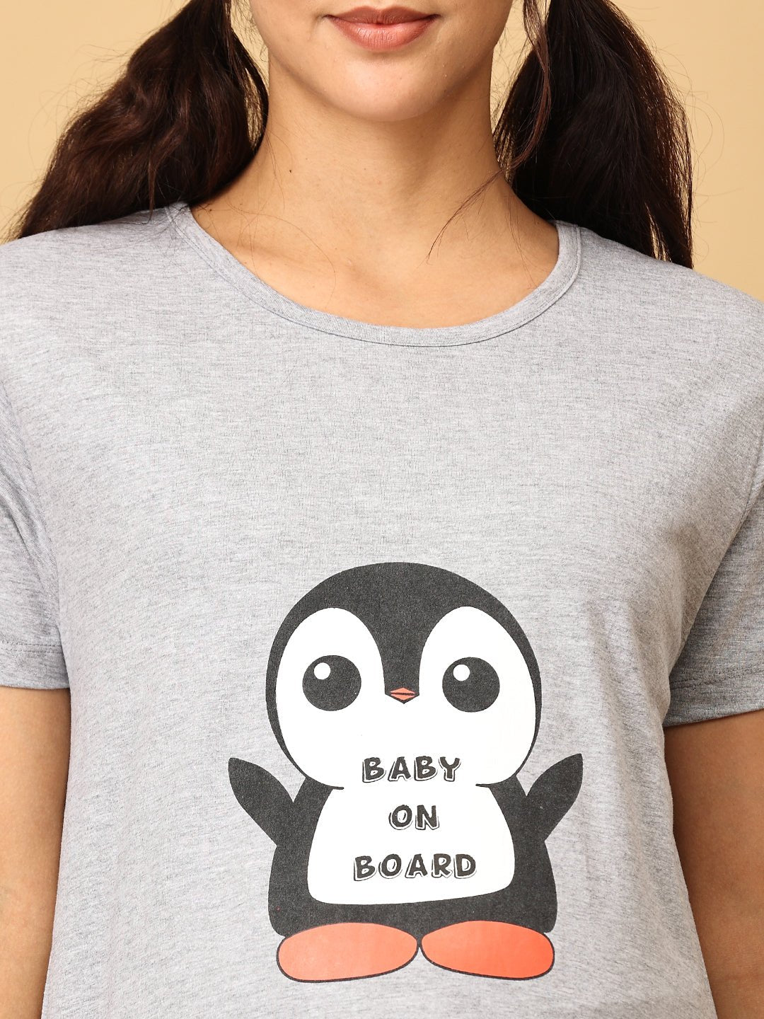  Baby On Board Maternity T-Shirt Dress Grey