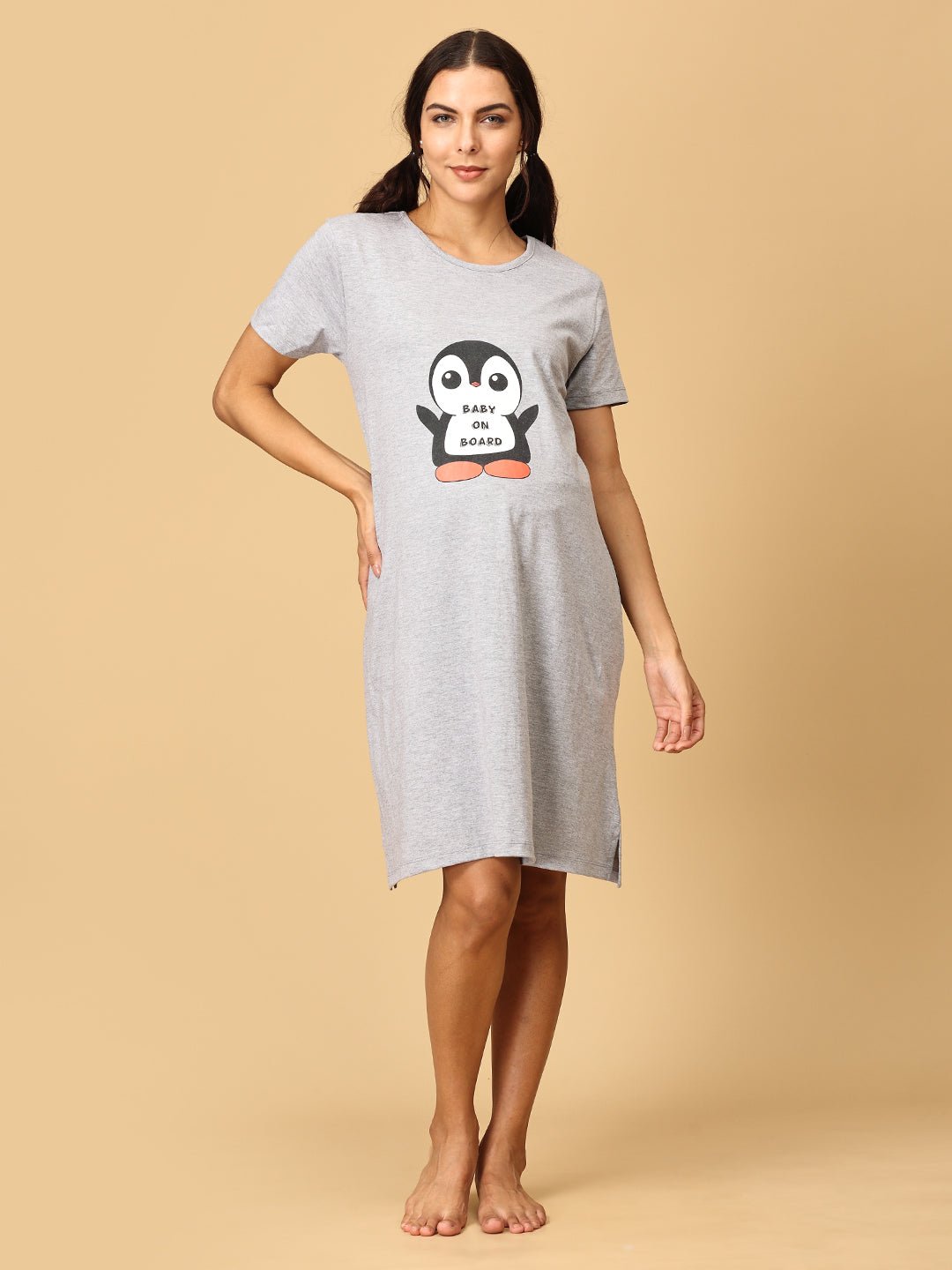  Baby On Board Maternity T-Shirt Dress Grey