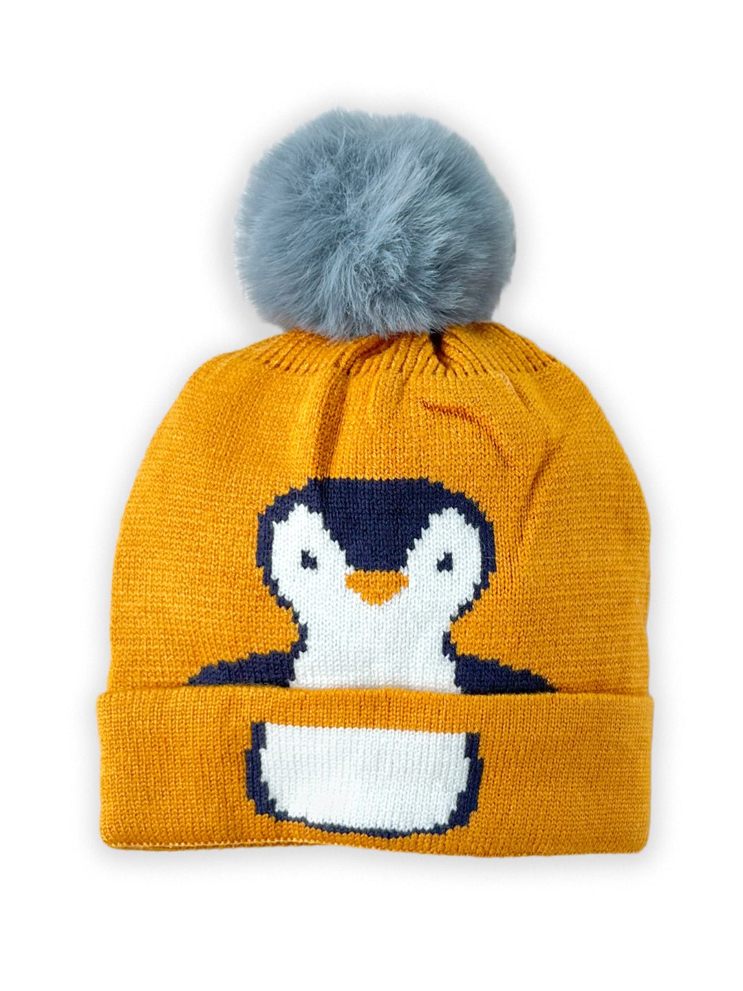 Mini Soul Baby Penguin Knitted Cap With Faux Fur