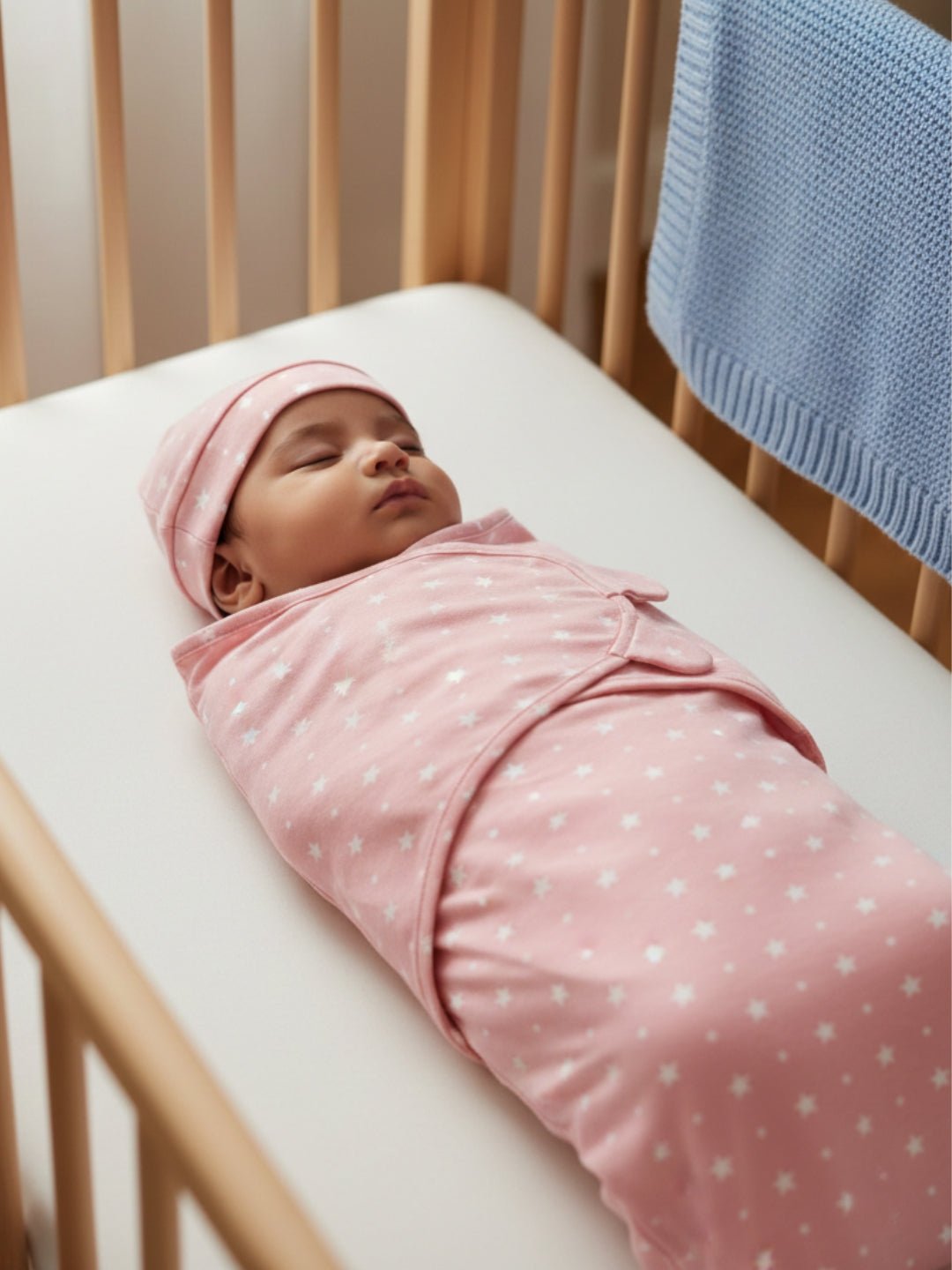 Blue and Pink Star 2 PC Kids Cotton Baby Swaddle Set