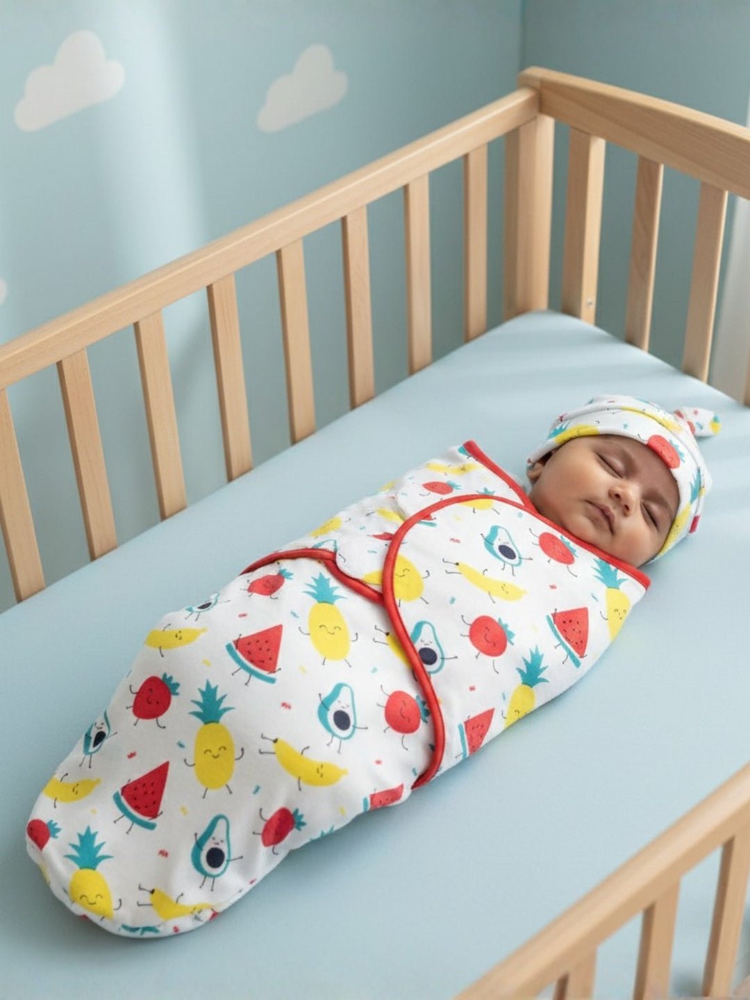 Hello Bear & Fruity Cutie Cotton Swaddle Blanket Set For Kids
