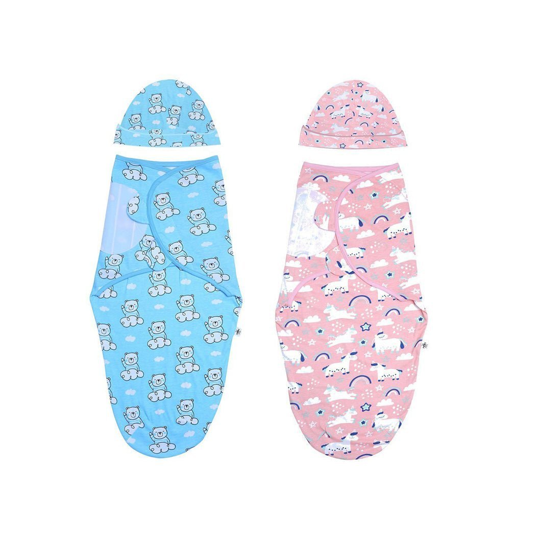 Combo Of 2 Hello Bear Magical Unicorn Cotton Swaddle Wraps