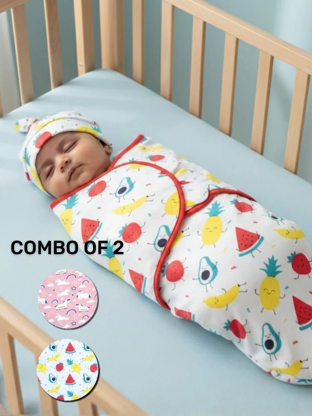 Magical Unicorn & Fruity Cutie 2 PC Cotton Baby Swaddle Combo