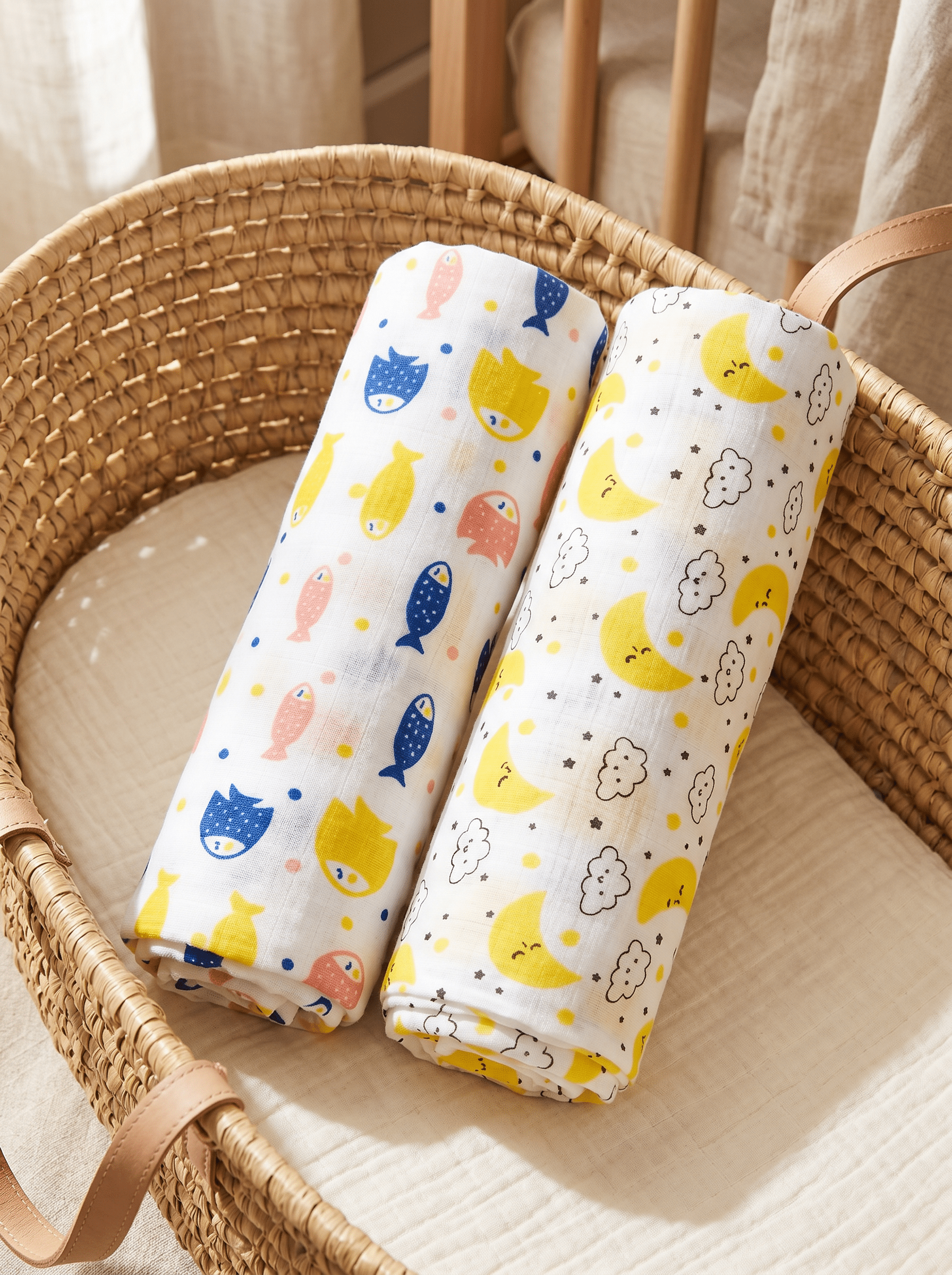 Finding Nemoo & Moon And Stars 2 PC Cotton Muslin Baby Swaddle Wrap
