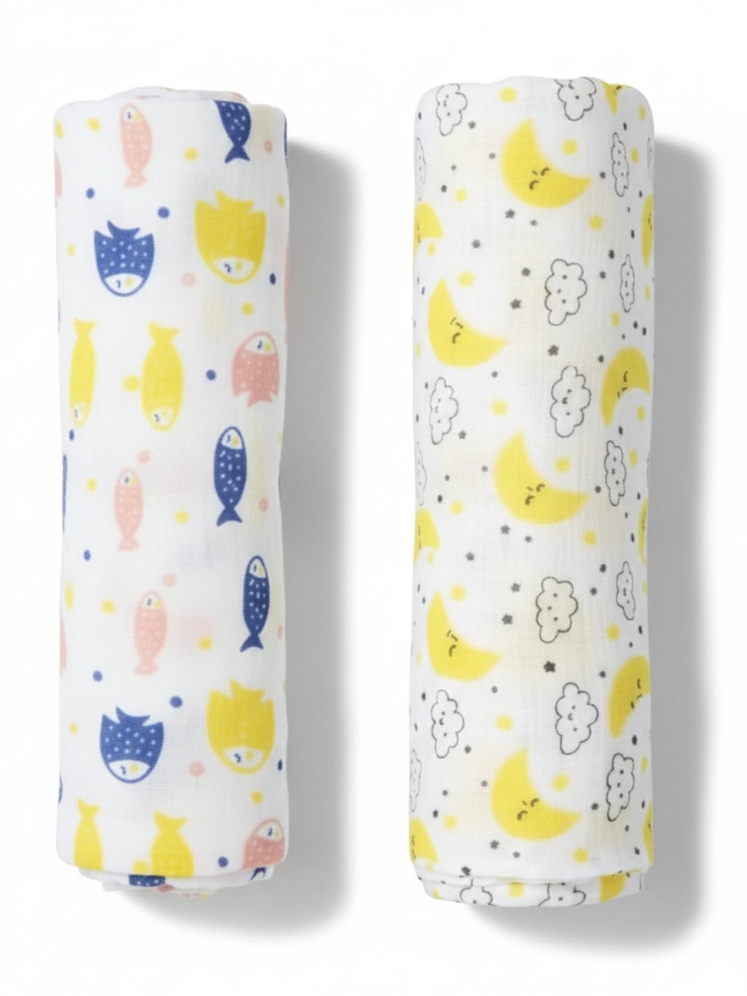 Finding Nemoo & Moon And Stars 2 PC Cotton Muslin Baby Swaddle Wrap