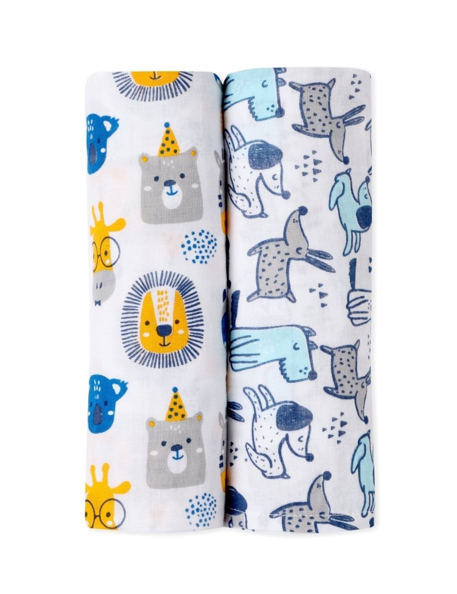 Guess The Animal And Cute Puppy 2 PCS Cotton Baby Swaddle Blanket