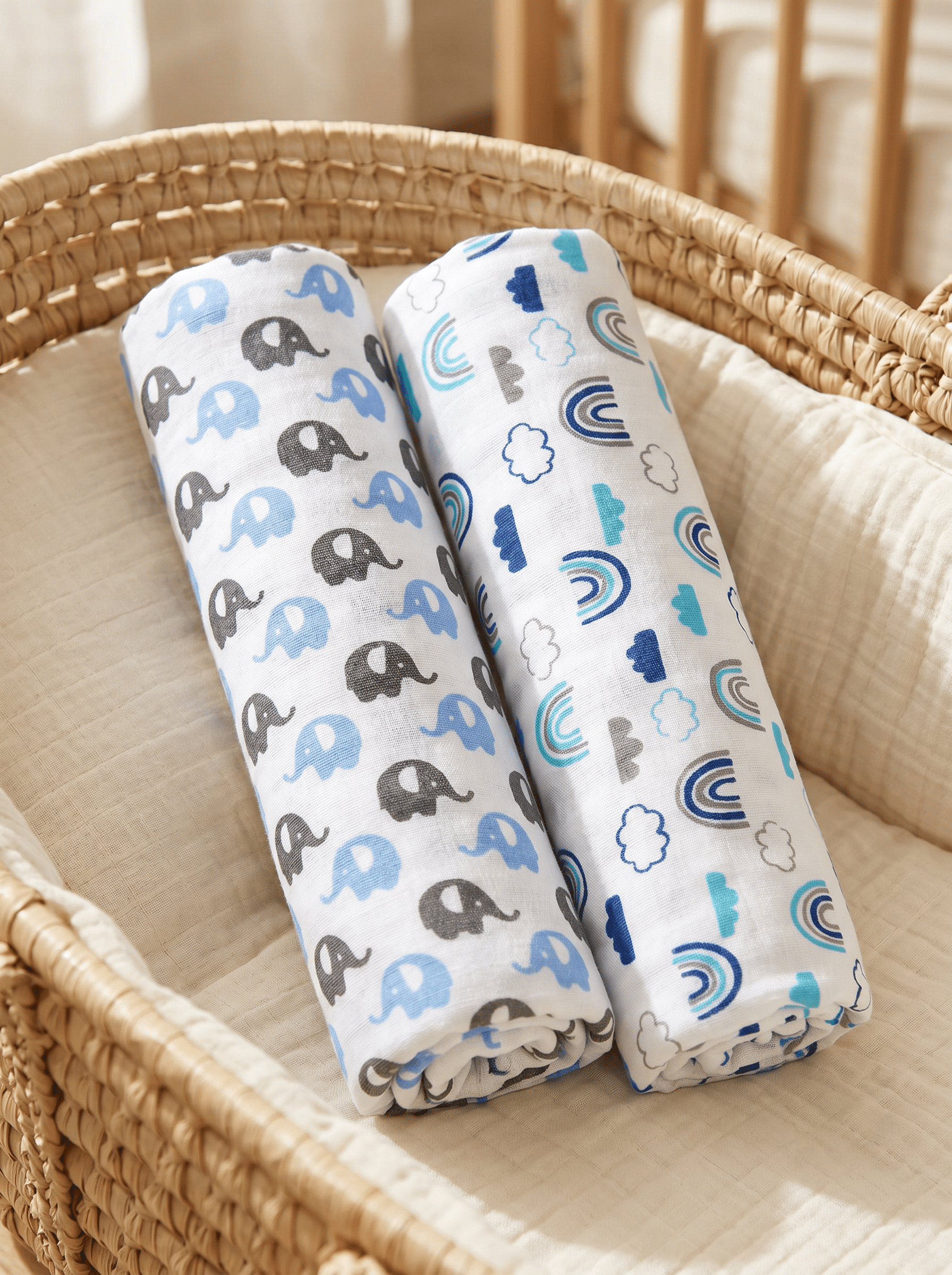 Combo Of 2 Happy Rainbow Mumbo Jumbo Muslin Swaddle Wraps For Kids