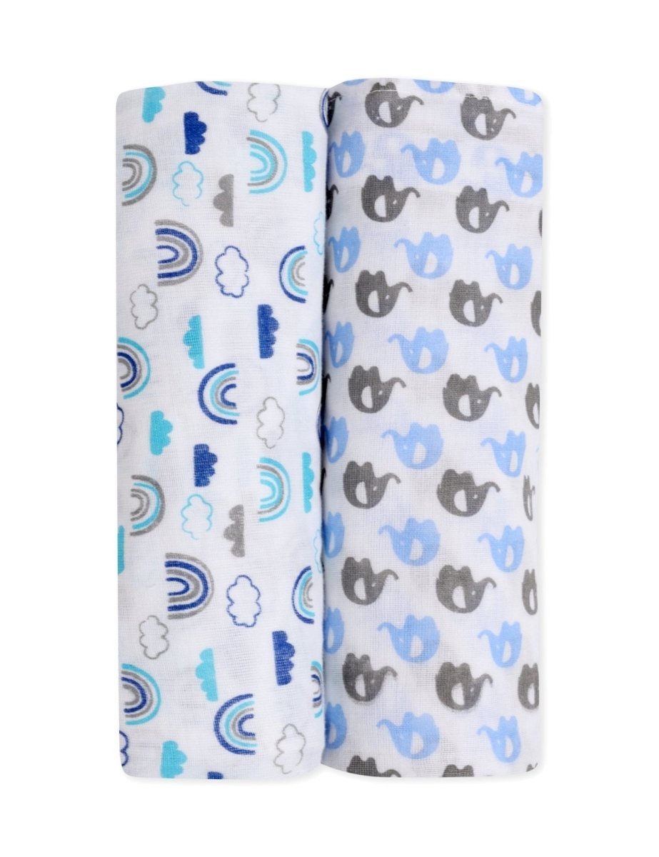 Combo Of 2 Happy Rainbow Mumbo Jumbo Muslin Swaddle Wraps For Kids