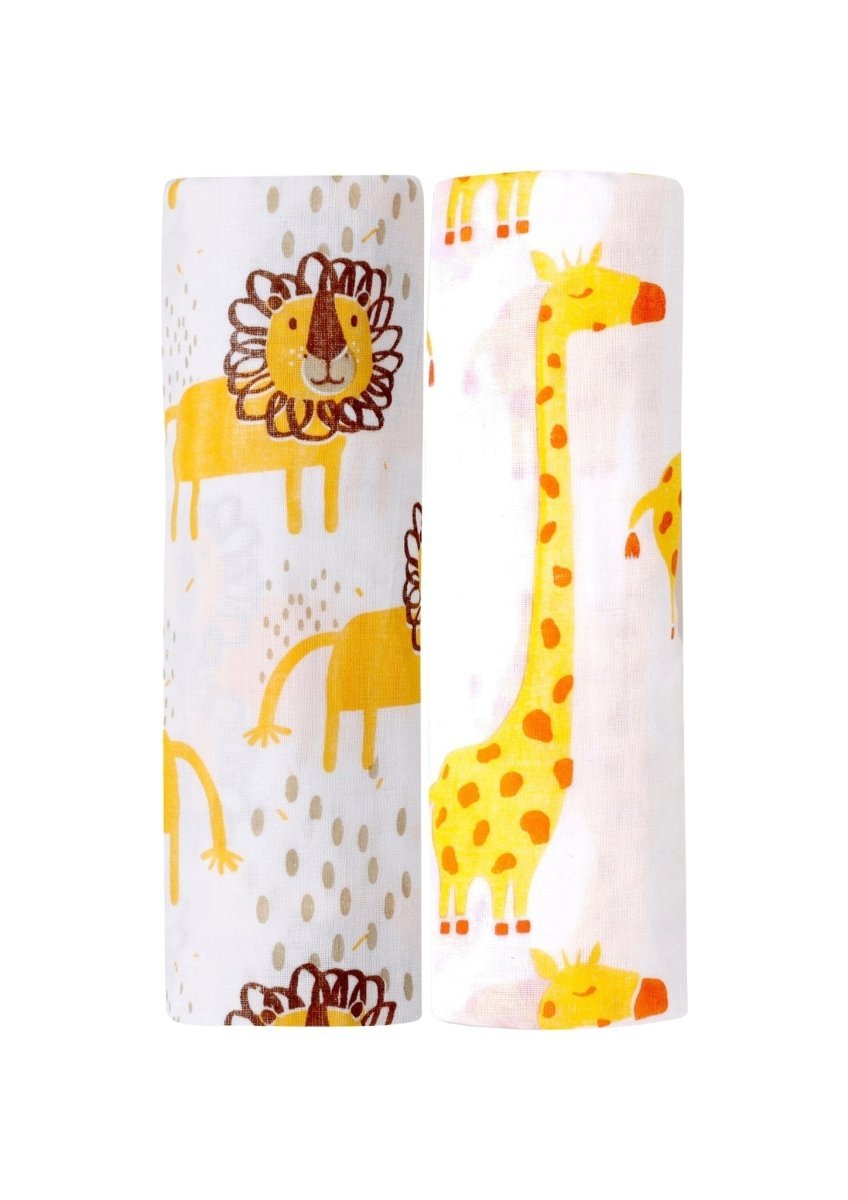 Jungle King & Tall Giraffe 2 PC Cotton Muslin Swaddle Wrap