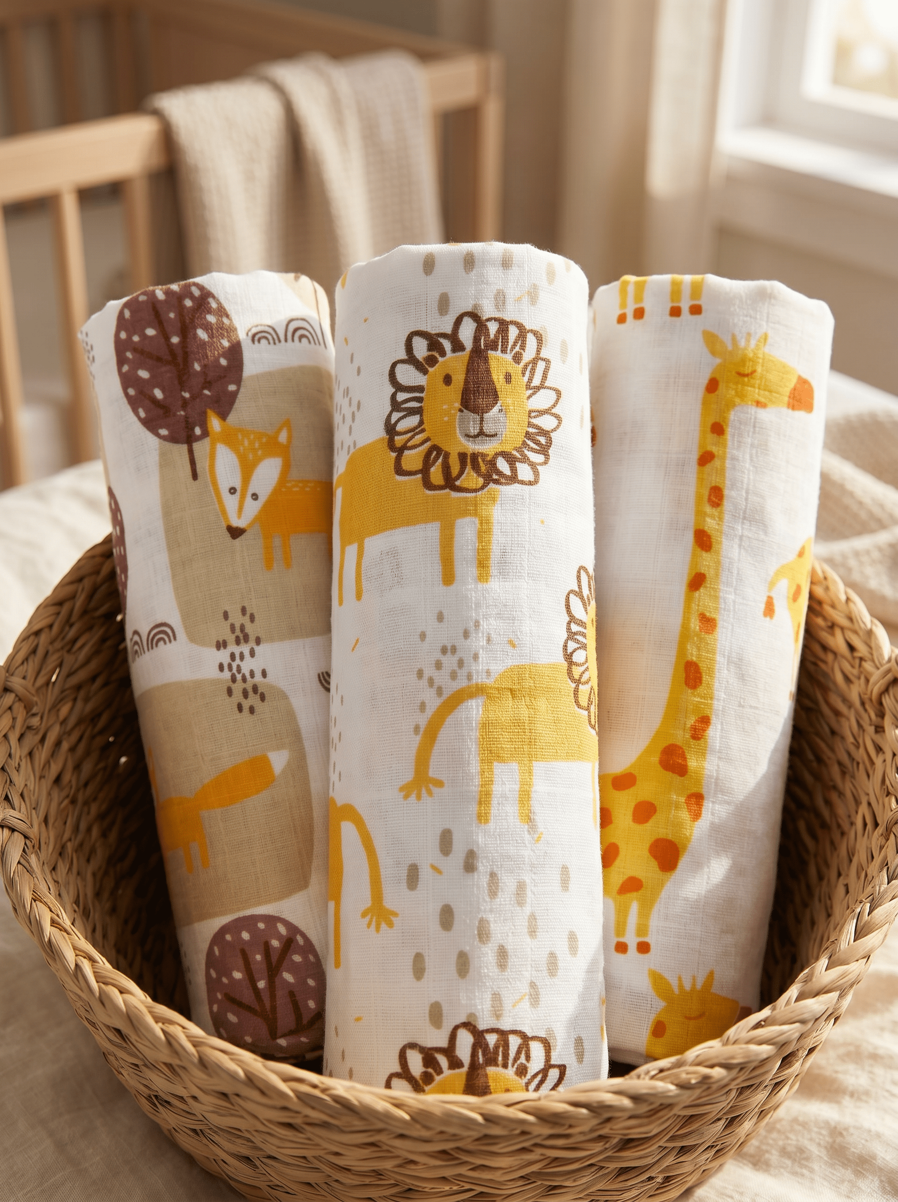 Combo Of 3 Little Fox Jungle King Tall As A Giraffe Swaddle Wraps