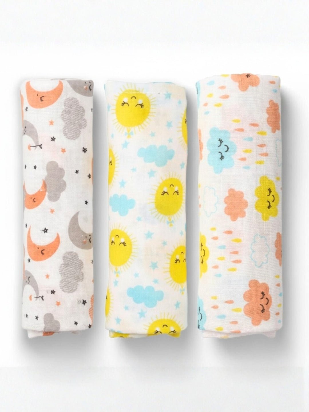 Little Sunshine Moon Kid and Dream On 3 PC Kids Cotton Baby Swaddle Set
