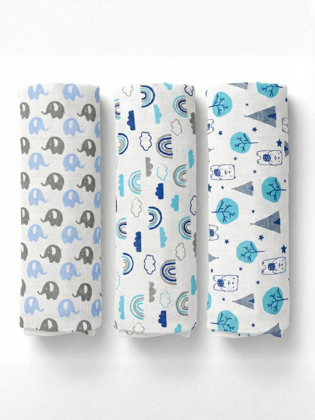 Happy Rainbow Mumbo Jumbo 3 PC Cotton Muslin Baby Swaddle Wrap