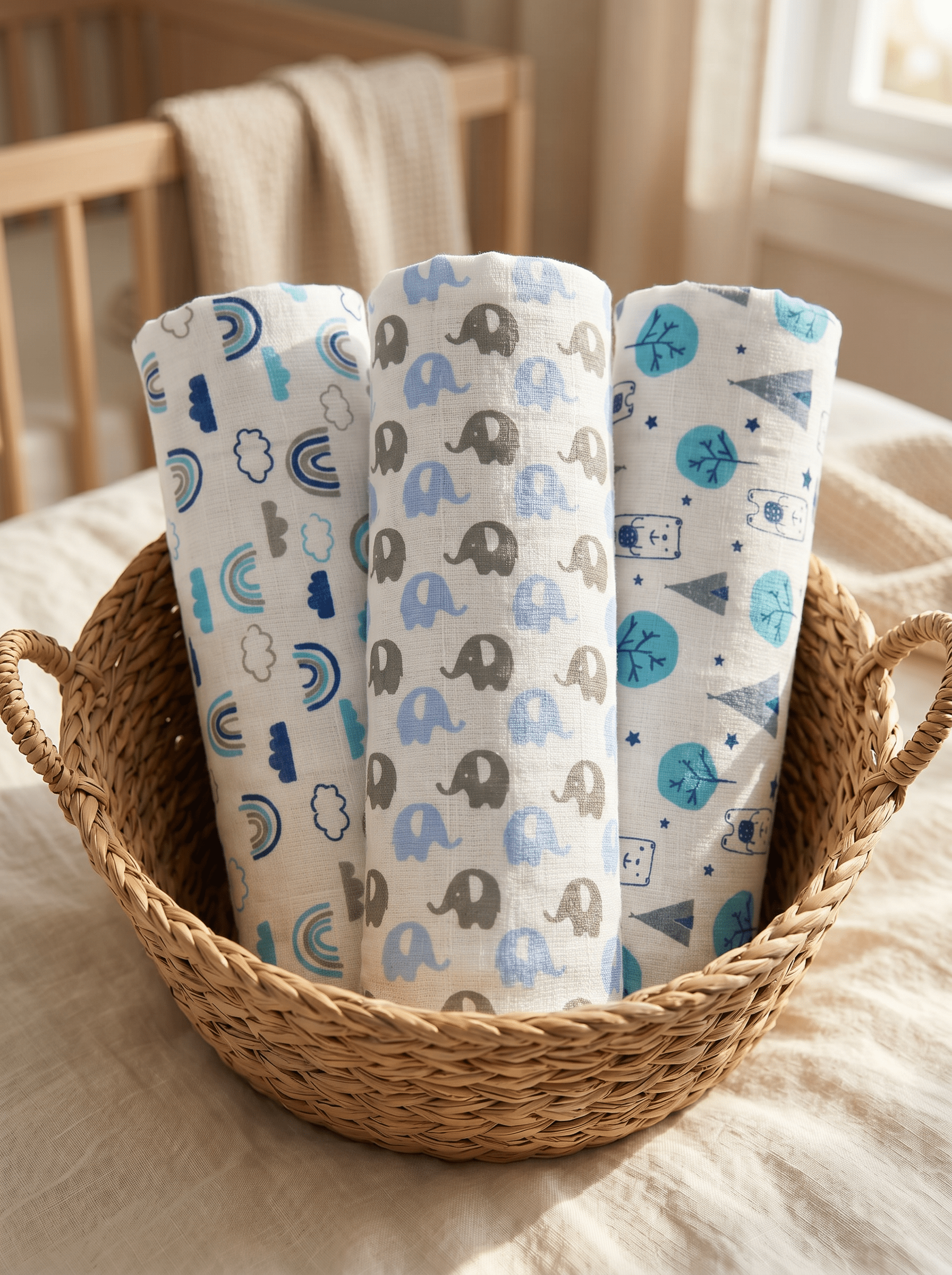 Happy Rainbow Mumbo Jumbo 3 PC Cotton Muslin Baby Swaddle Wrap