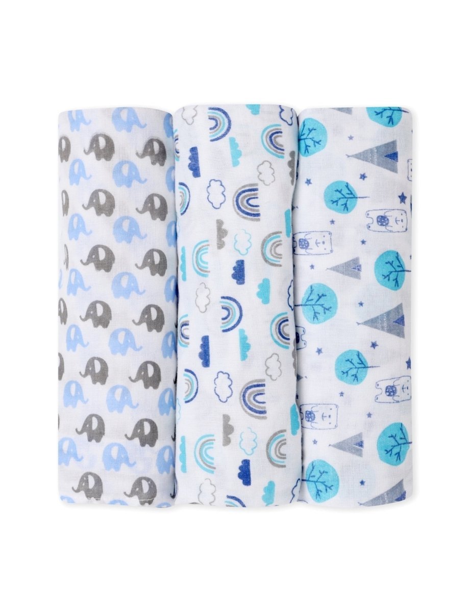 Happy Rainbow Mumbo Jumbo 3 PC Cotton Muslin Baby Swaddle Wrap