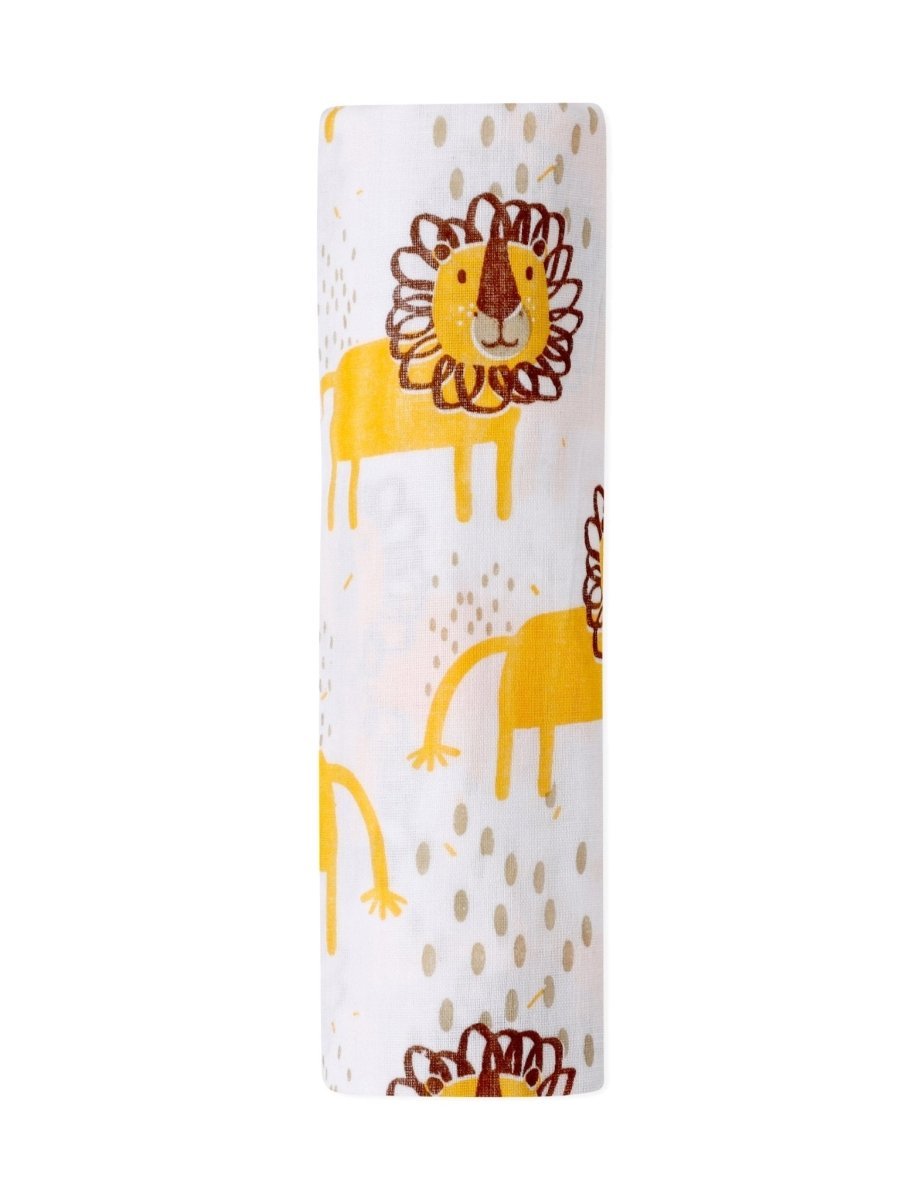 Jungle King 1 PC Kids Cotton Muslin Swaddle With Hand Screen Print