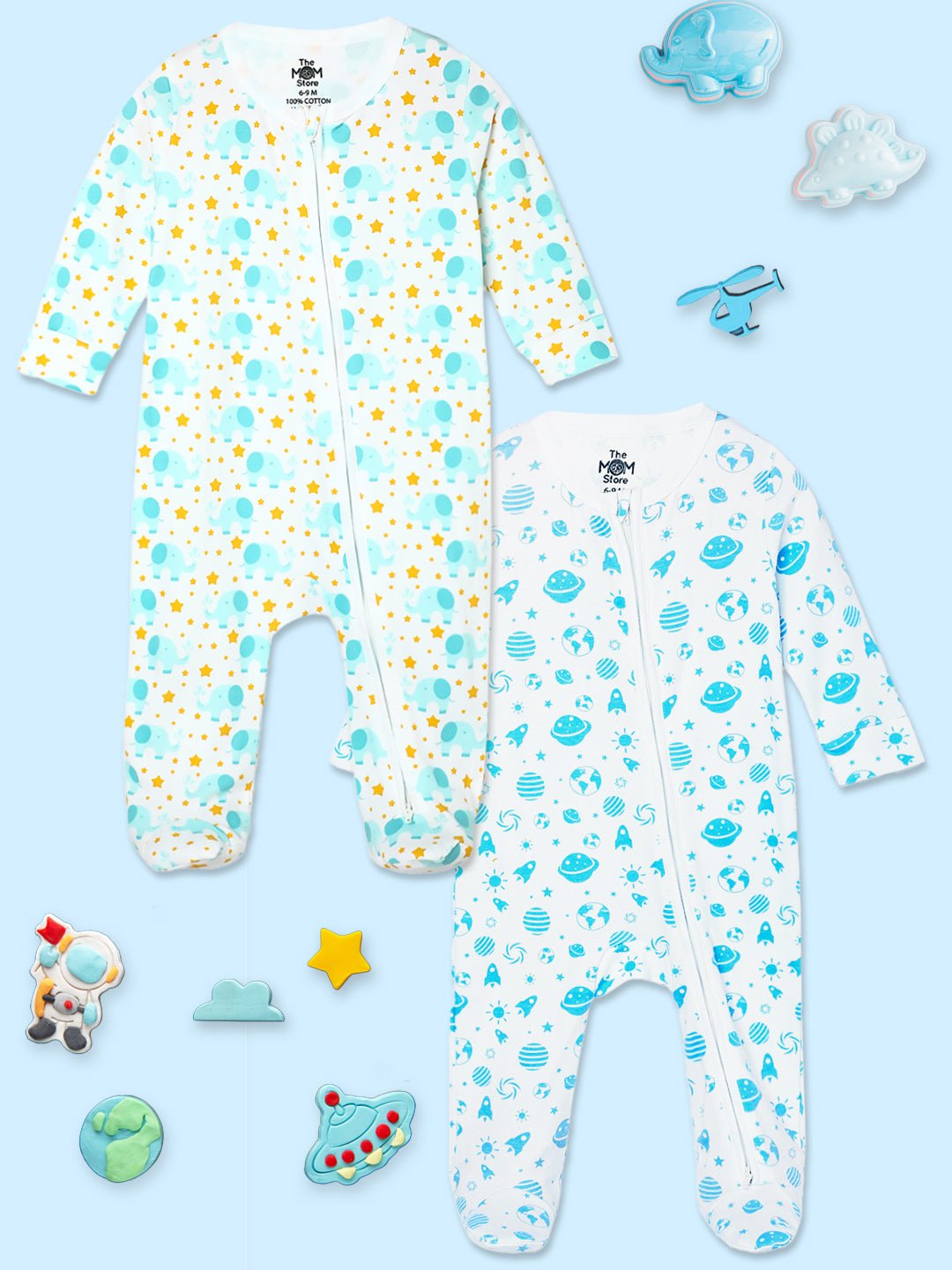  Elephantastic Out Of The World Zipper Romper Combo 2-Pack