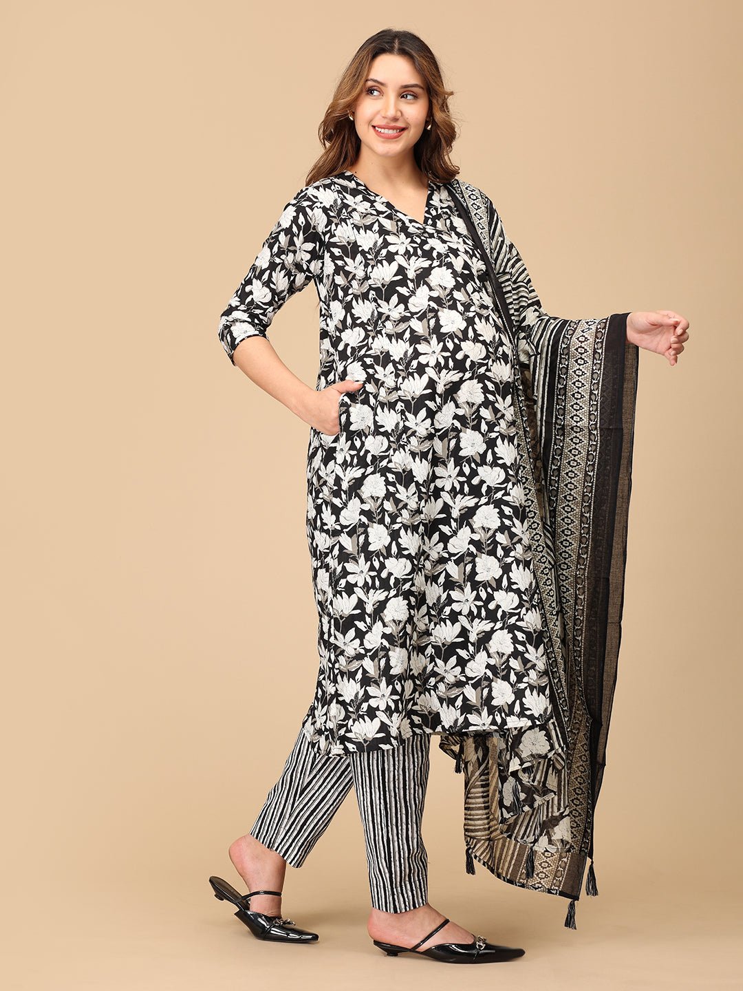  Bagh-E-Black Maternity and Nursing Kurta Set Multi