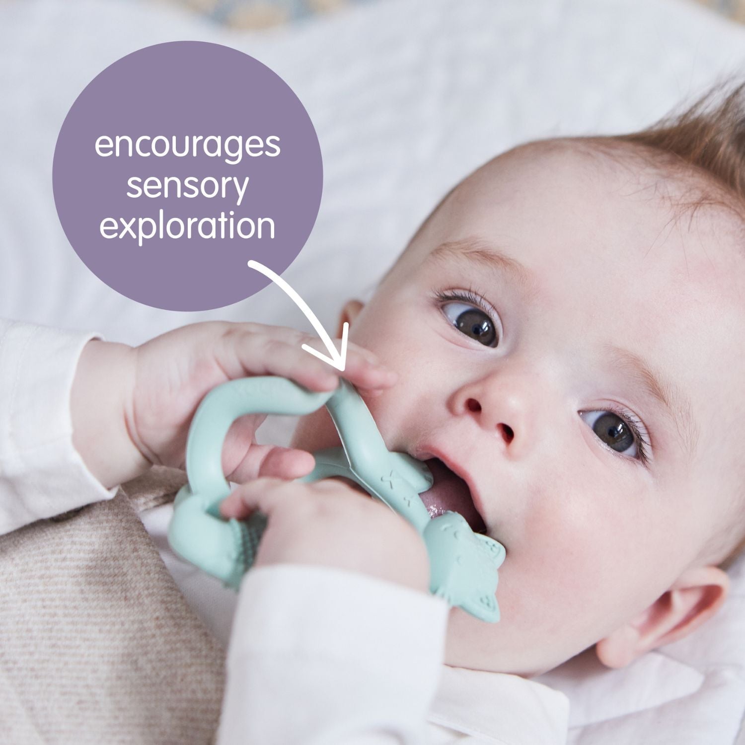 B.Box Lullaby Blue Fox Silicone Wrist Teether For Babies