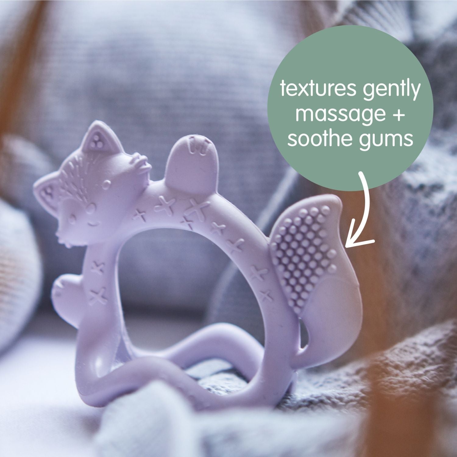 B.Box Lullaby Blue Fox Silicone Wrist Teether For Babies