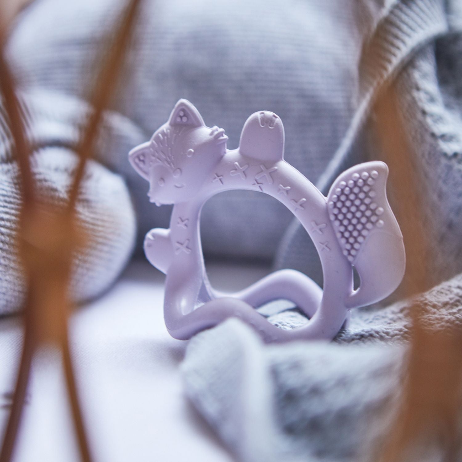 B.Box Lullaby Blue Fox Silicone Wrist Teether For Babies