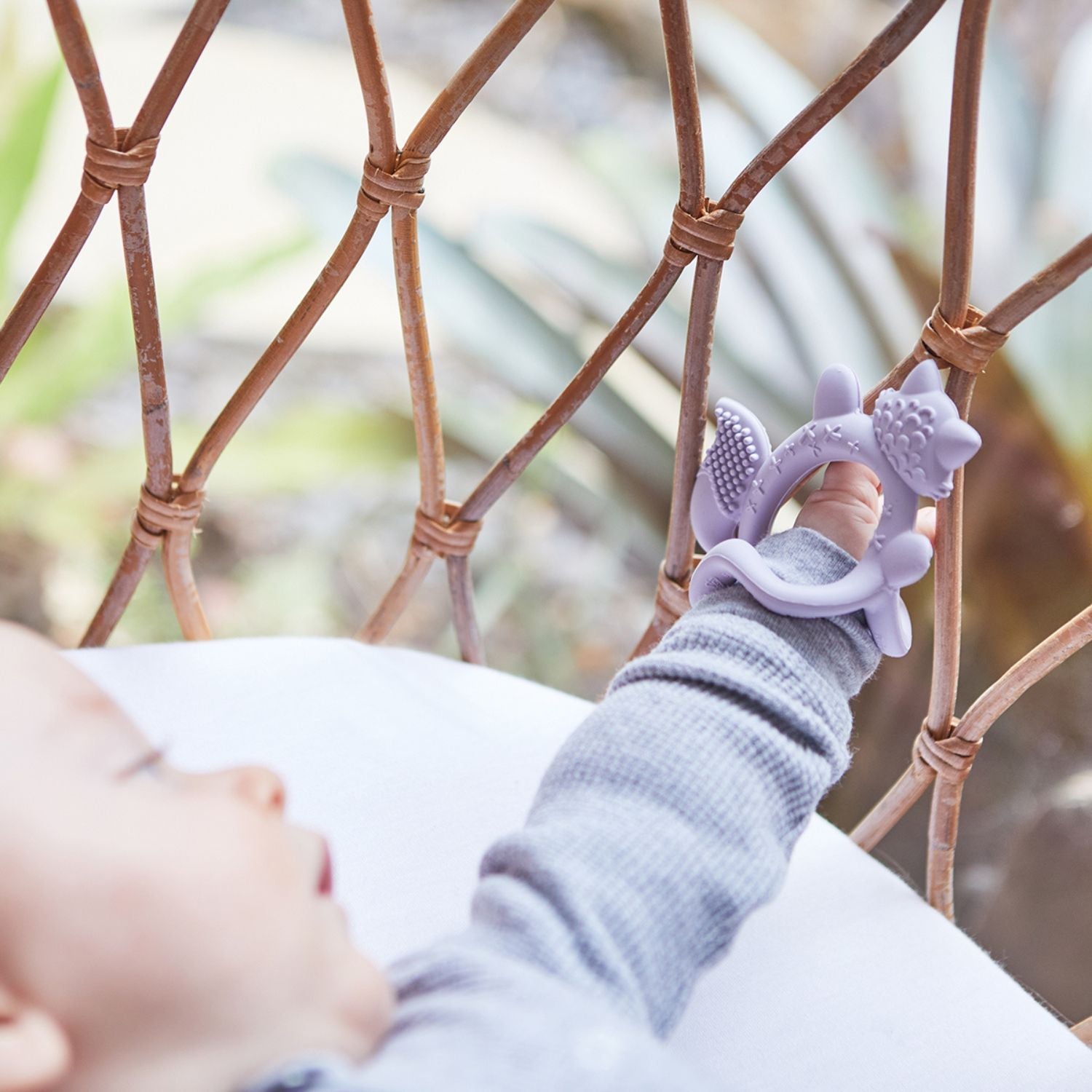 B.Box Lullaby Blue Fox Silicone Wrist Teether For Babies